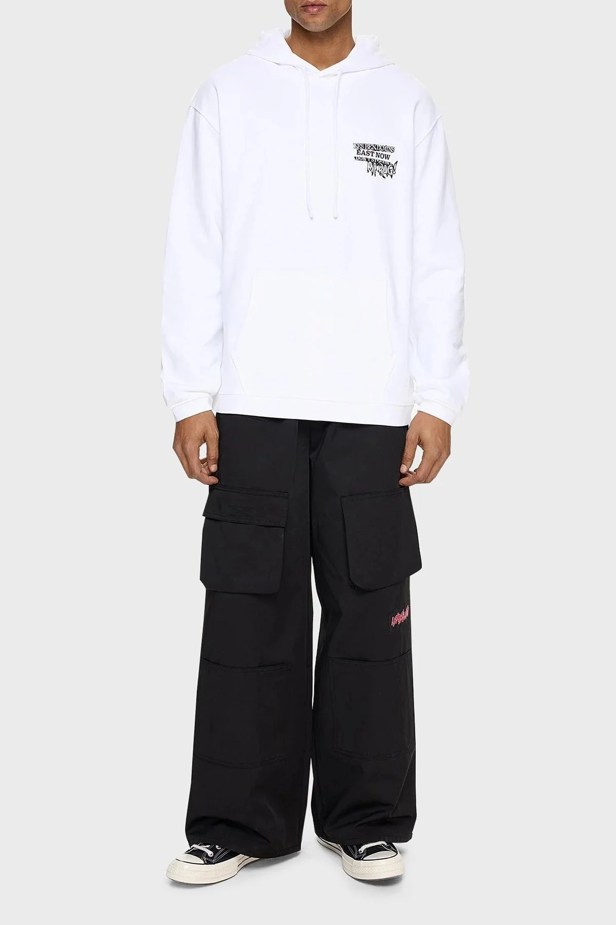 Les Benjamins Pamuklu Regular Fit Kapüşonlu Kanguru Cepli Erkek Sweat LB24FWEAPMUHD-002 BEYAZ - 4