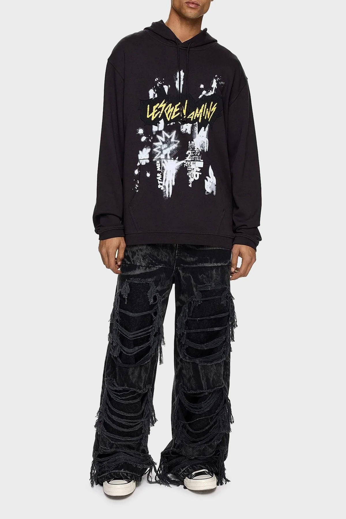 Les Benjamins Pamuklu Regular Fit Kapüşonlu Kanguru Cepli Erkek Sweat LB24FWEAPMUHD-013 SİYAH - 4