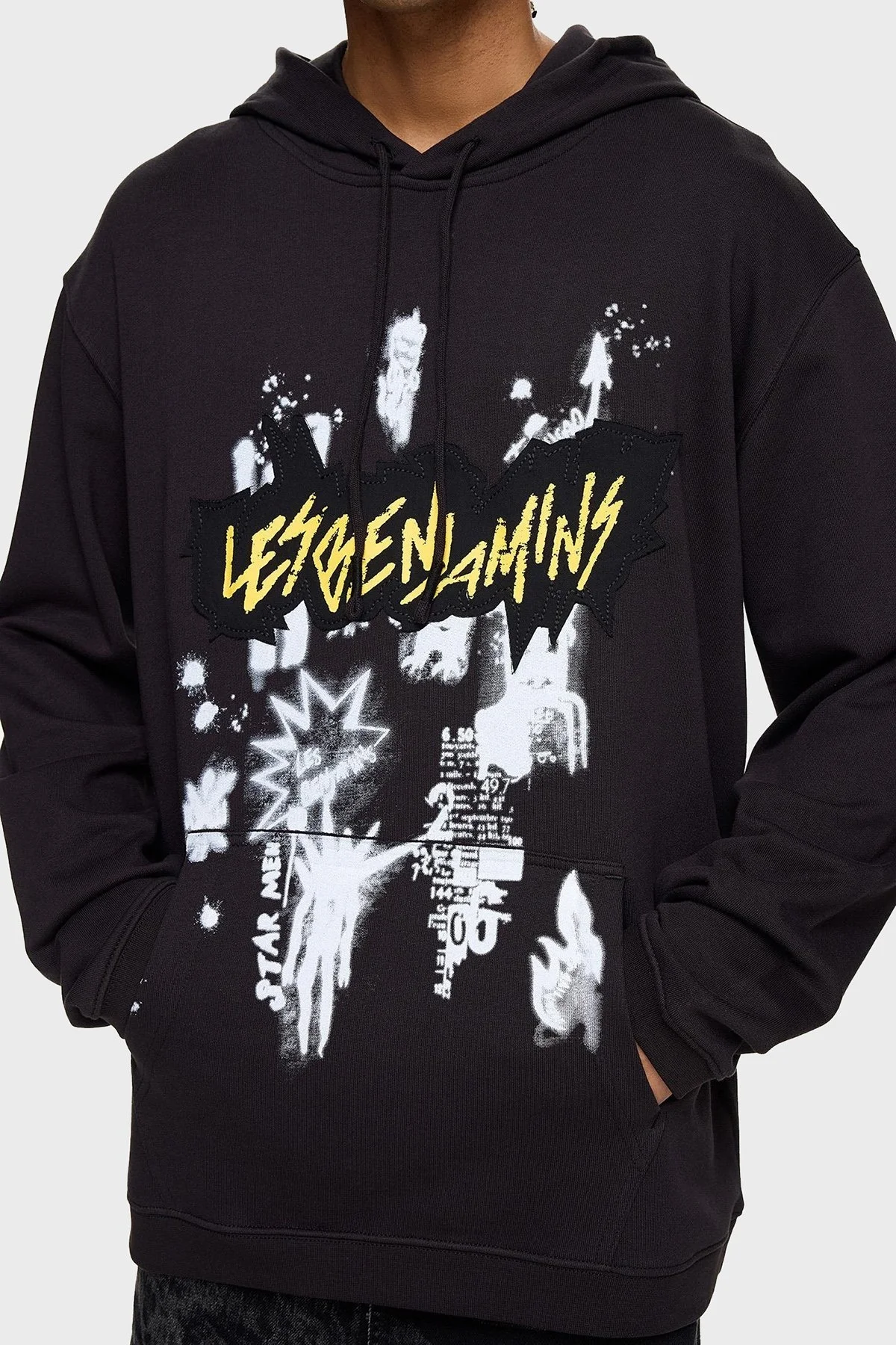 Les Benjamins Pamuklu Regular Fit Kapüşonlu Kanguru Cepli Erkek Sweat LB24FWEAPMUHD-013 SİYAH - 5