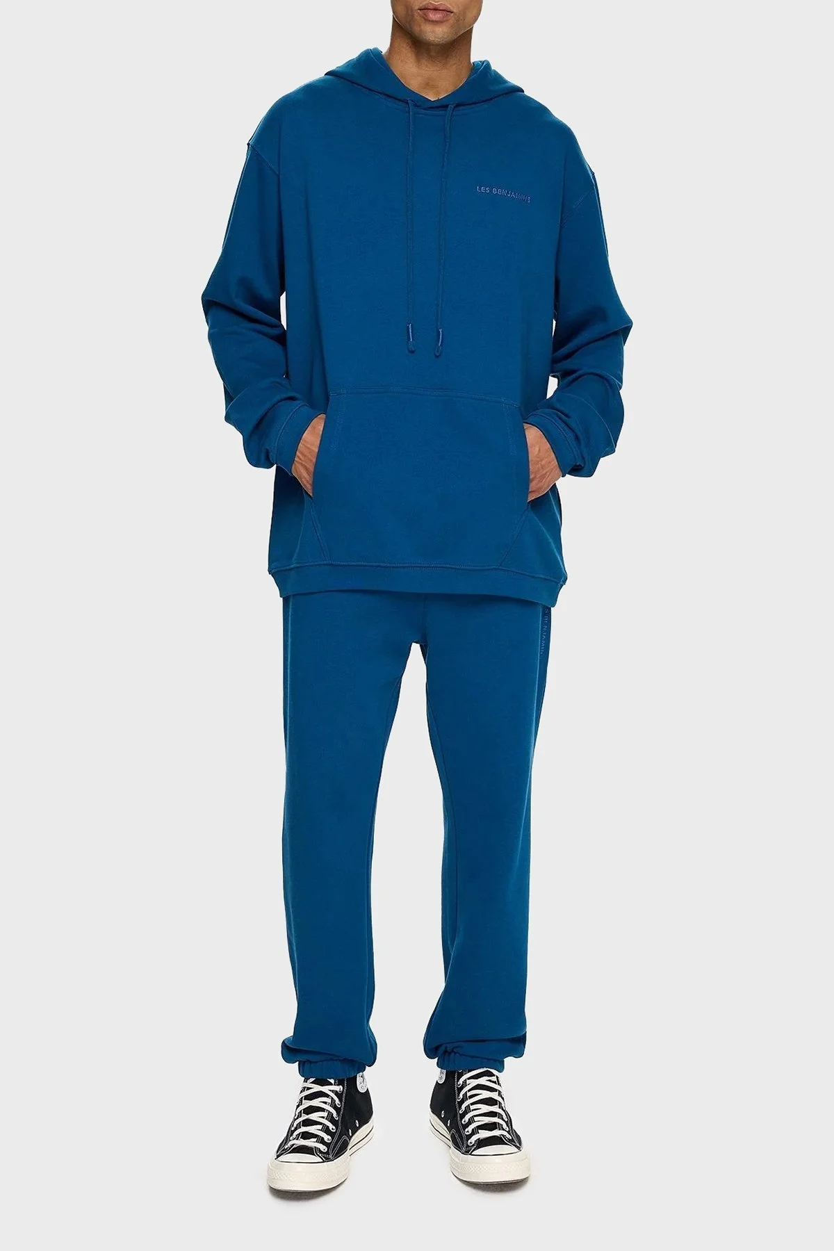 Les Benjamins Pamuklu Regular Fit Kapüşonlu Kanguru Cepli Erkek Sweat LB24FWESSMUHD-302 PETROL - 2