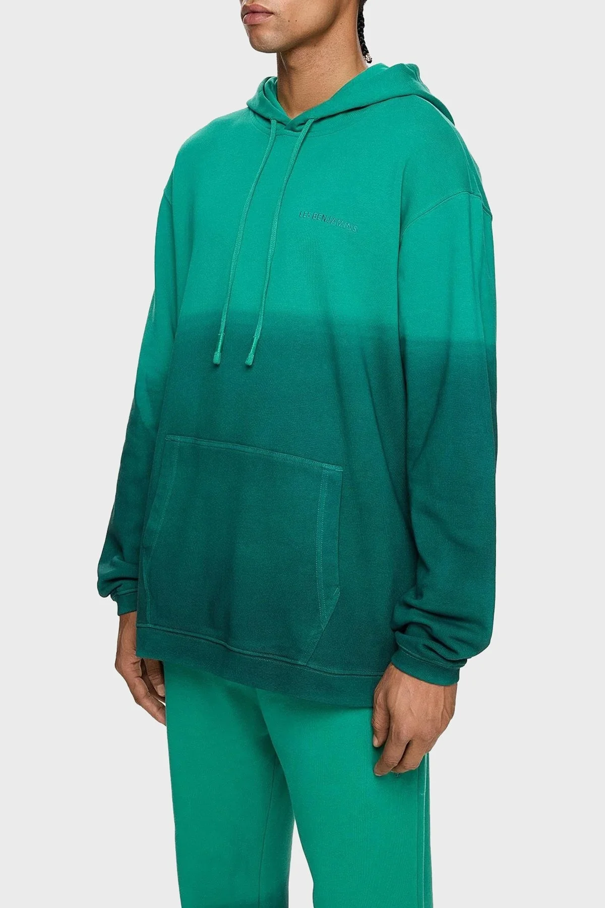 Les Benjamins Pamuklu Regular Fit Kapüşonlu Kanguru Cepli Erkek Sweat LB24FWESSMUHD-304 YEŞİL - 4