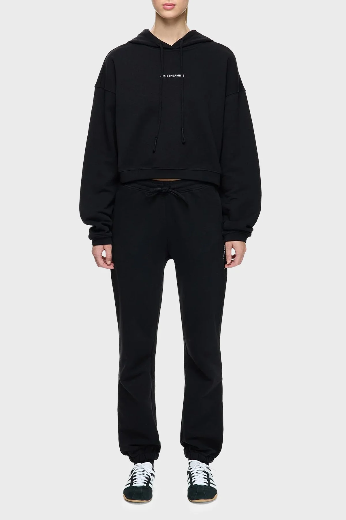 Les Benjamins Pamuklu Regular Fit Kapüşonlu Yaka Logolu Bayan Sweat LBNOOSCORFUHD-307 SİYAH - 4