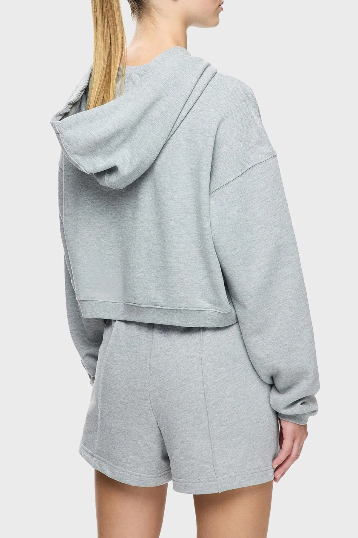 Les Benjamins Pamuklu Regular Fit Kapüşonlu Yaka Logolu Bayan Sweat LBNOOSCORFUHD-308 AÇIK GRİ - 3