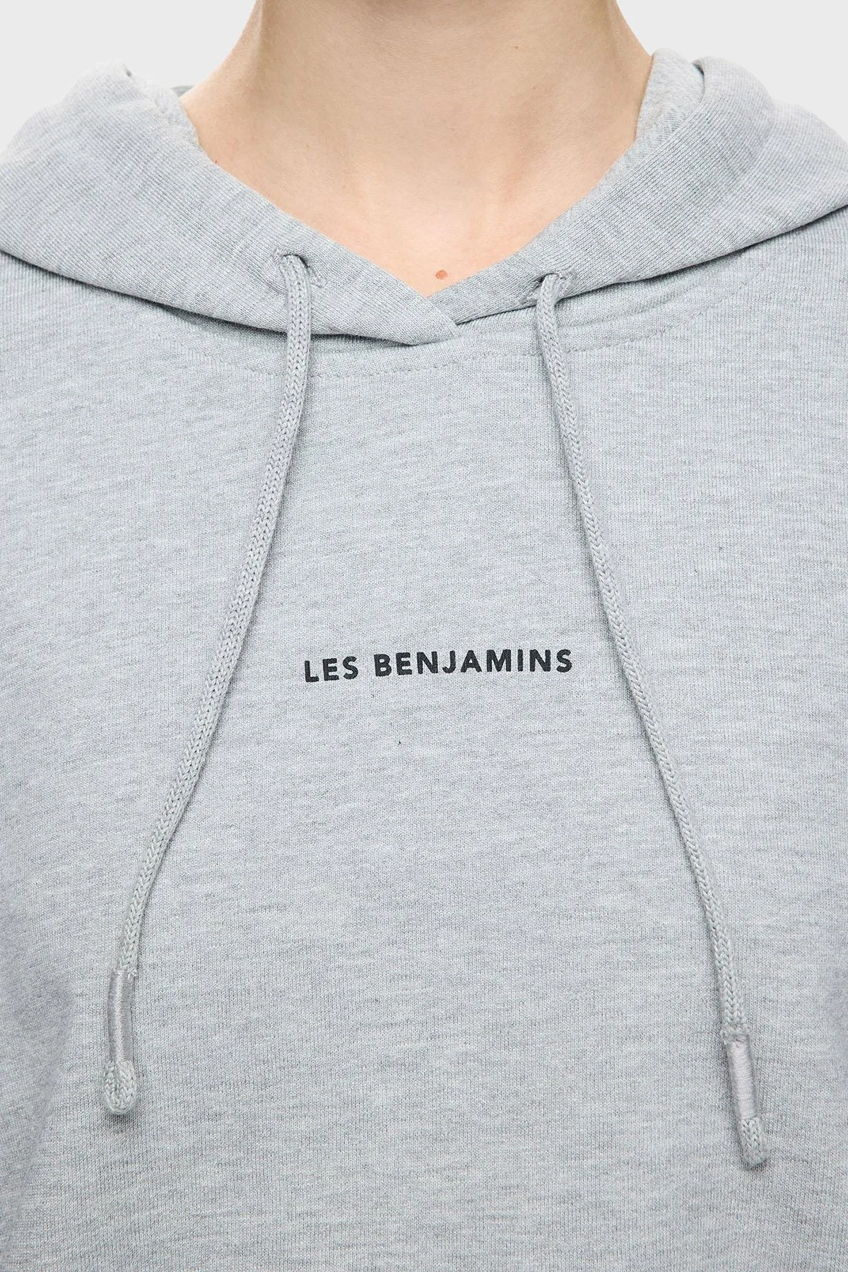 Les Benjamins Pamuklu Regular Fit Kapüşonlu Yaka Logolu Bayan Sweat LBNOOSCORFUHD-308 AÇIK GRİ - 5