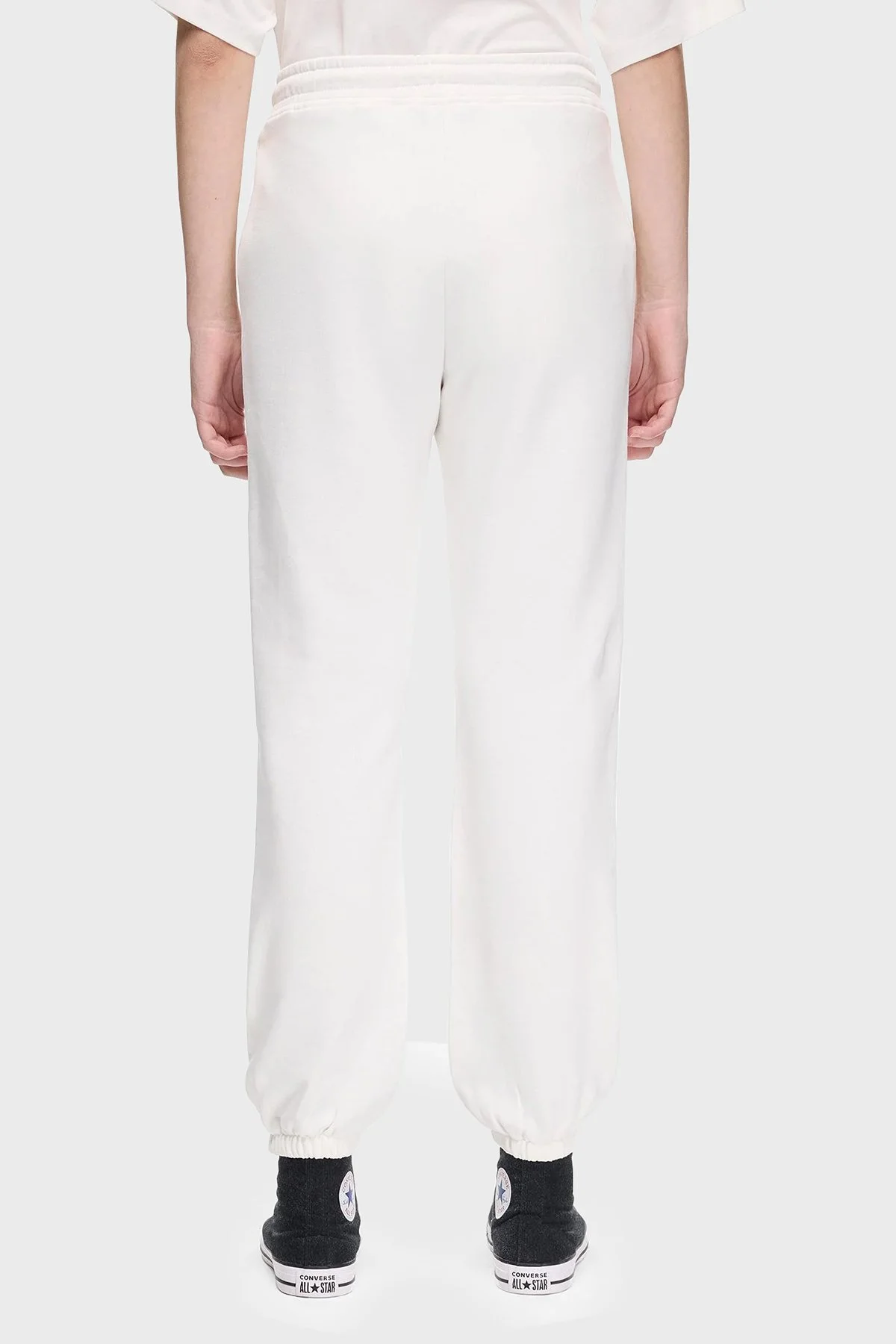 Les Benjamins Pamuklu Regular Fit Normal Bel Lastikli Paça Bayan Pantolon LBNOOSESSFUSP-306 BEYAZ - 3