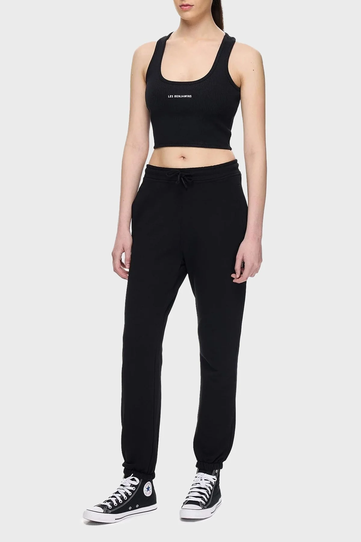 Les Benjamins Pamuklu Regular Fit Normal Bel Lastikli Paça Bayan Pantolon LBNOOSESSFUSP-307 SİYAH - 2