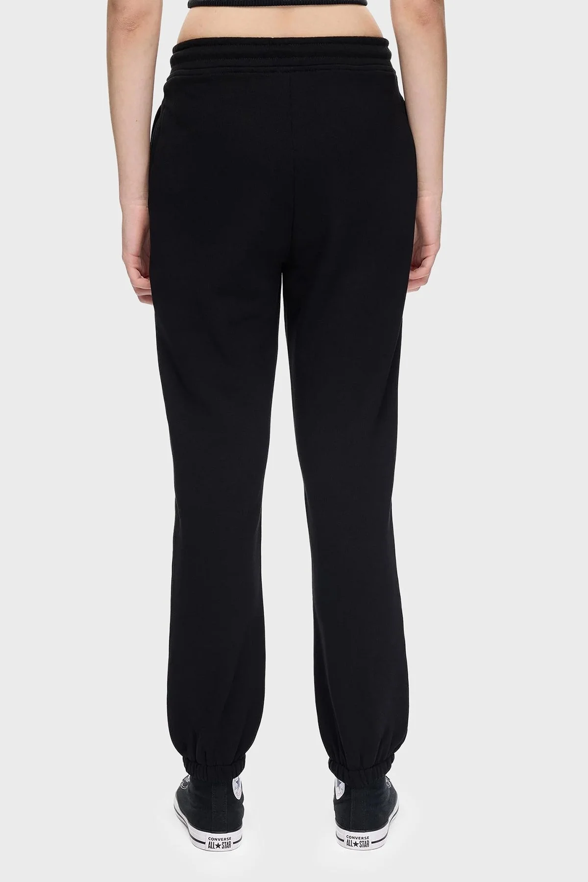 Les Benjamins Pamuklu Regular Fit Normal Bel Lastikli Paça Bayan Pantolon LBNOOSESSFUSP-307 SİYAH - 3