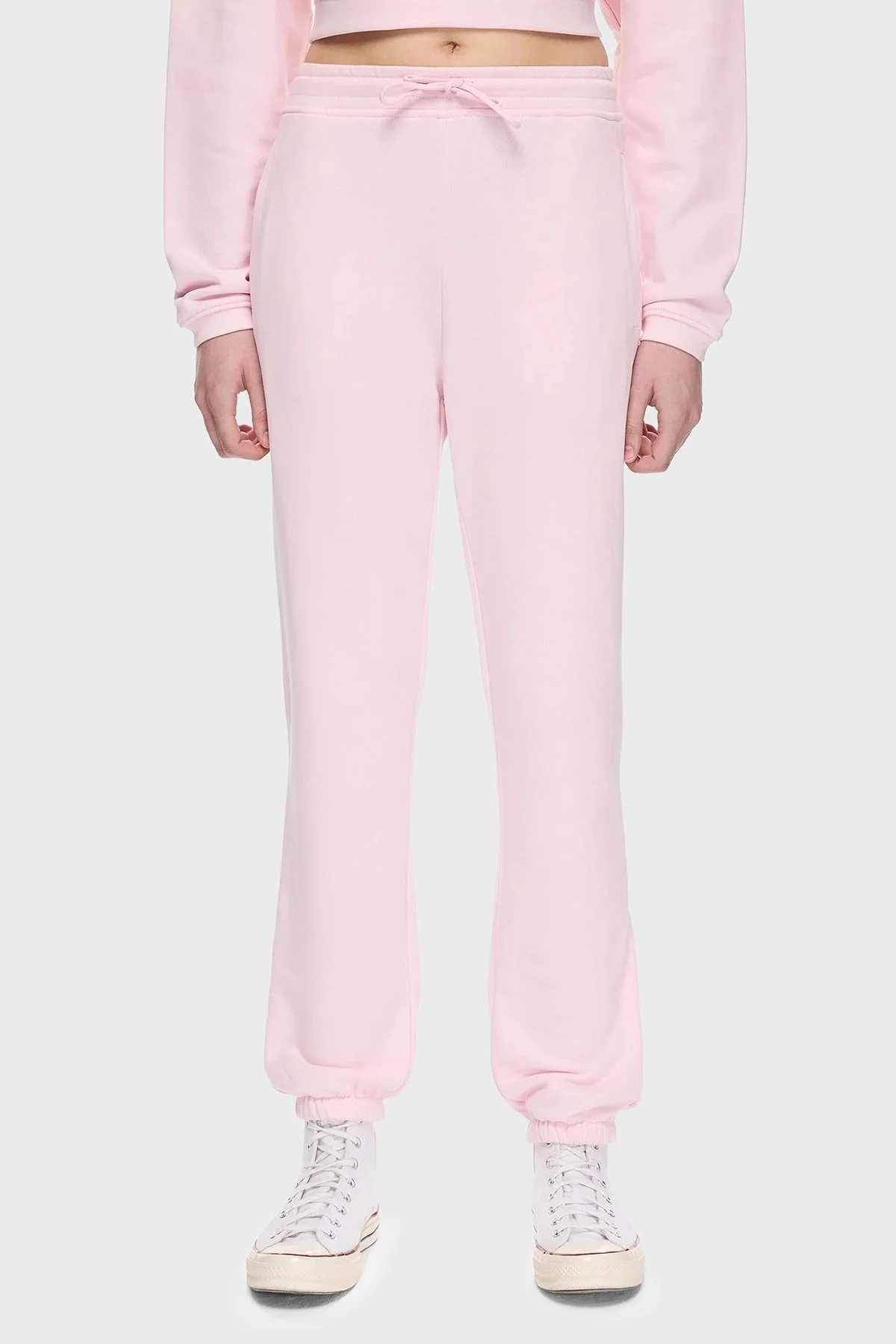 Les Benjamins Pamuklu Regular Fit Normal Bel Lastikli Paça Bayan Pantolon LBNOOSESSFUSP-312 PEMBE - 7