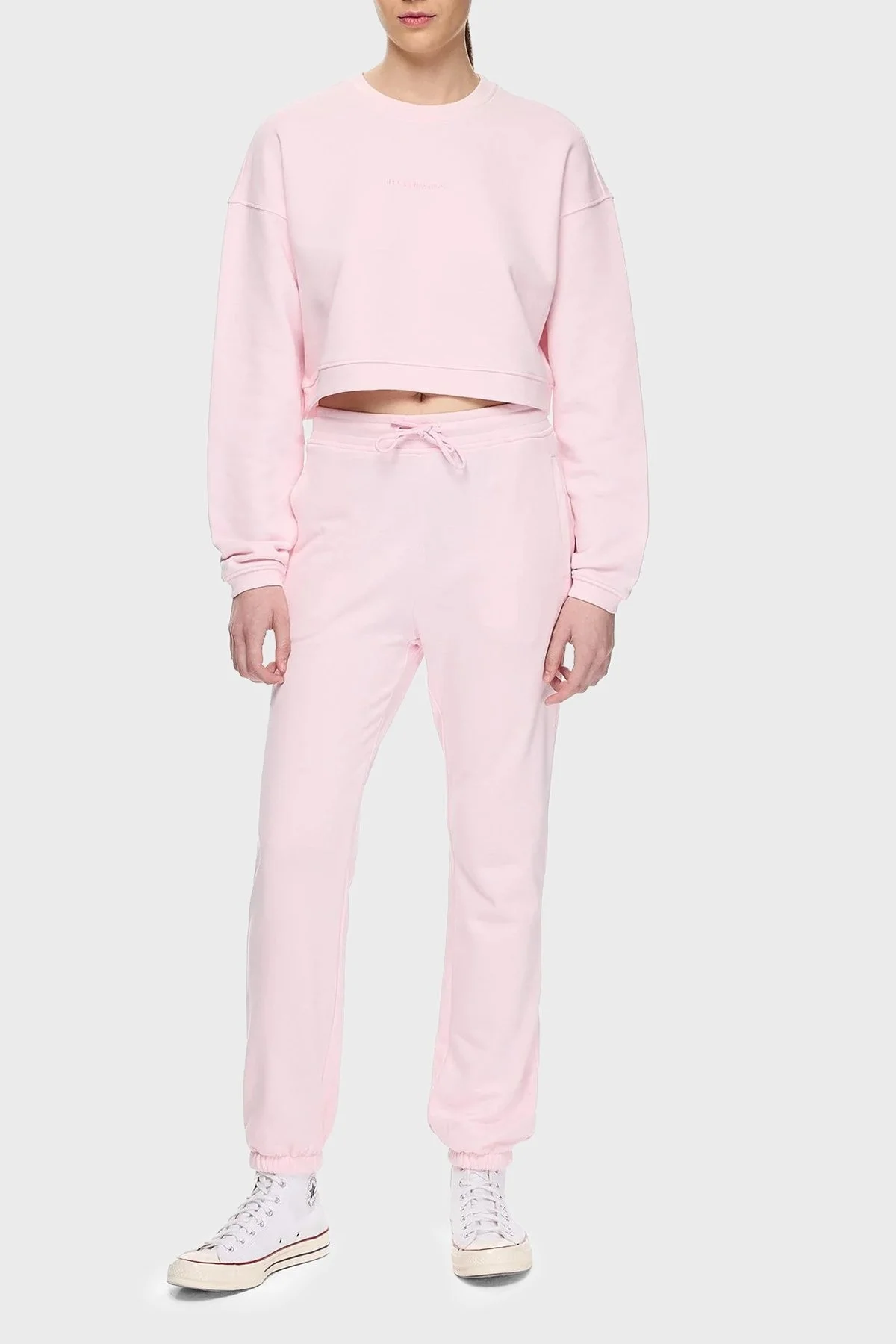 Les Benjamins Pamuklu Regular Fit Normal Bel Lastikli Paça Bayan Pantolon LBNOOSESSFUSP-312 PEMBE - 8