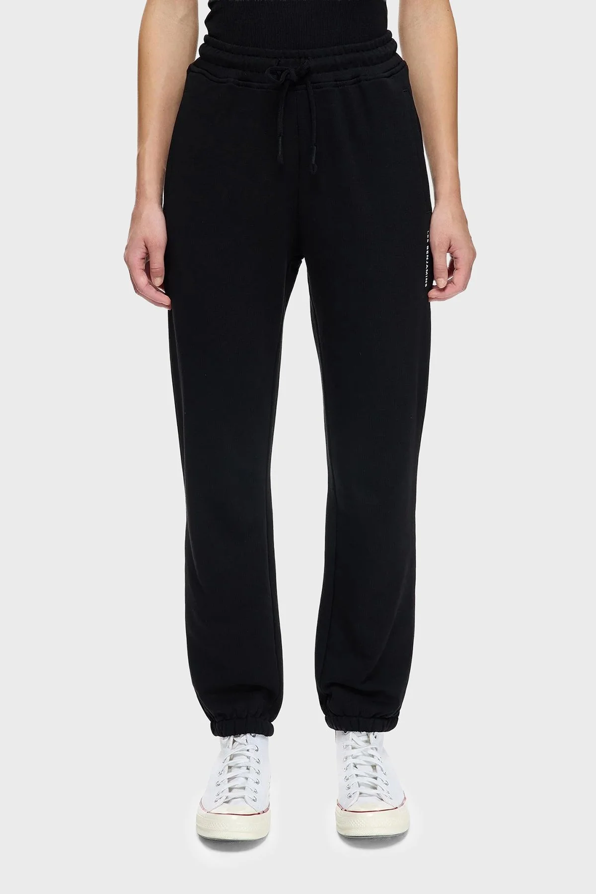 Les Benjamins Pamuklu Regular Fit Normal Bel Ribanalı Paça Jogger Bayan Pantolon LBNOOSCORFUSP-307 SİYAH - 1