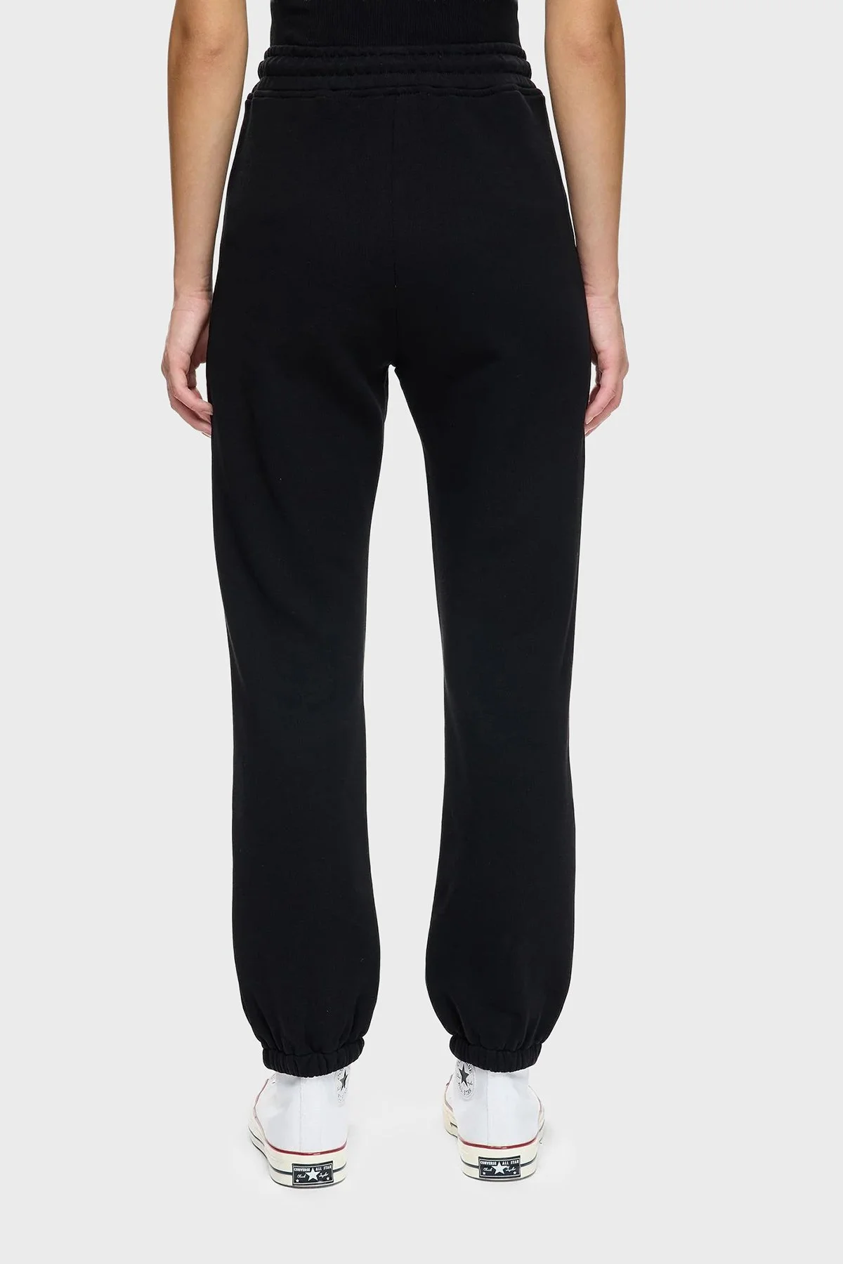 Les Benjamins Pamuklu Regular Fit Normal Bel Ribanalı Paça Jogger Bayan Pantolon LBNOOSCORFUSP-307 SİYAH - 3