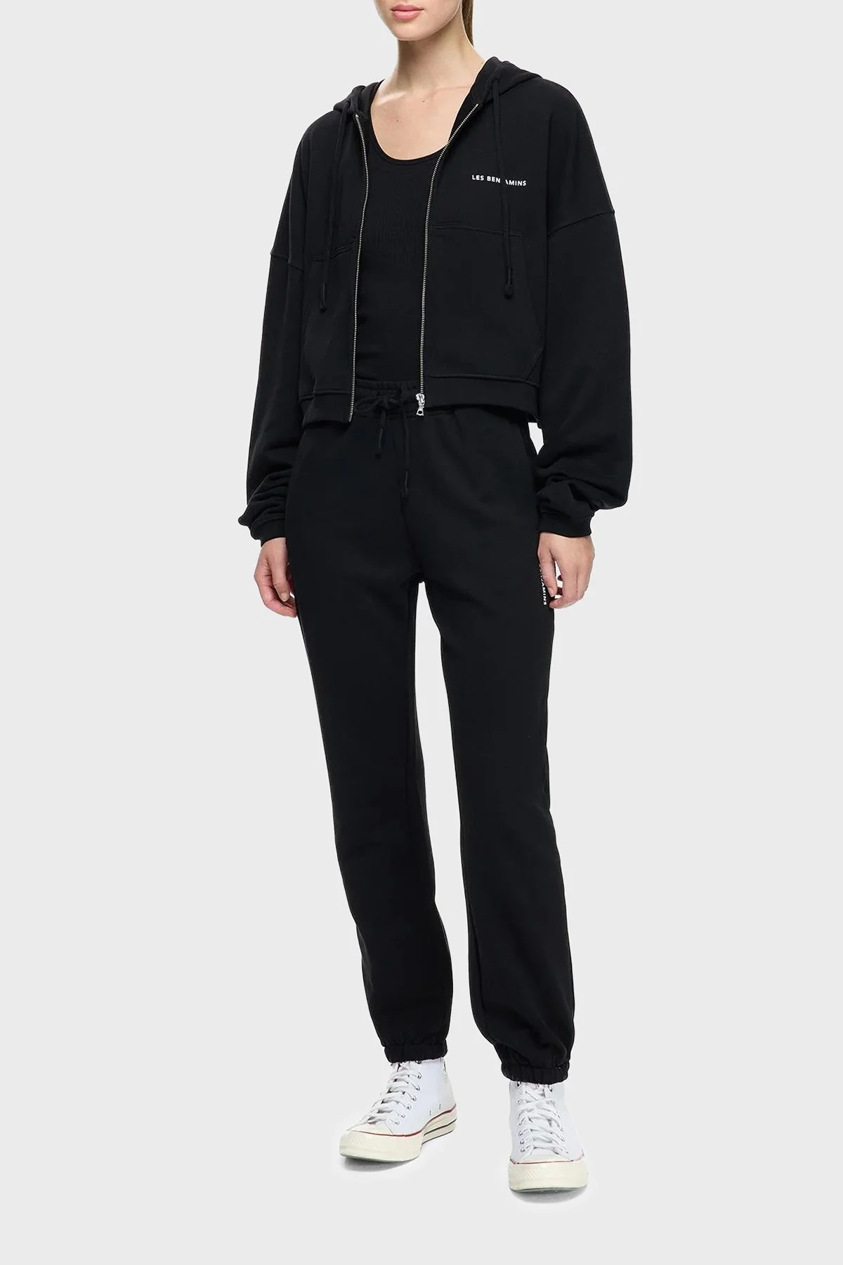 Les Benjamins Pamuklu Regular Fit Normal Bel Ribanalı Paça Jogger Bayan Pantolon LBNOOSCORFUSP-307 SİYAH - 4