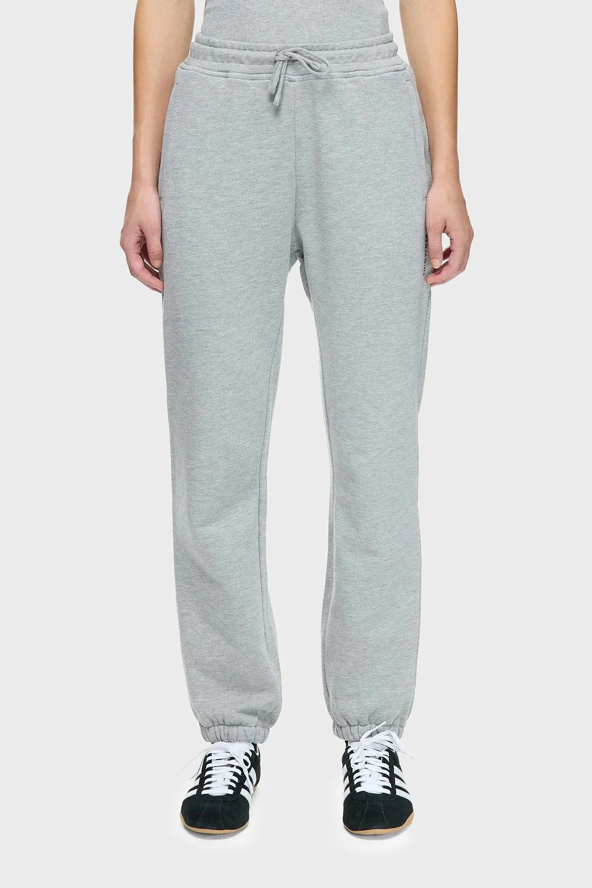 Les Benjamins Pamuklu Regular Fit Normal Bel Ribanalı Paça Jogger Bayan Pantolon LBNOOSCORFUSP-308 AÇIK GRİ - 1