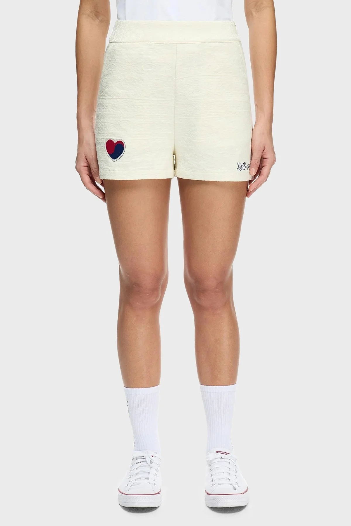 Les Benjamins Pamuklu Regular Fit Yüksek Bel Jakarlı Bayan Short LB25SSUNLFUSO-007 EKRU - 4