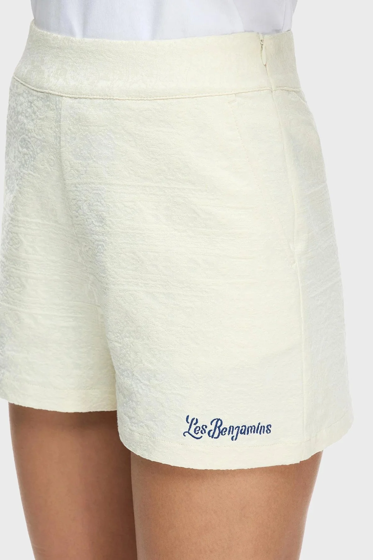 Les Benjamins Pamuklu Regular Fit Yüksek Bel Jakarlı Bayan Short LB25SSUNLFUSO-007 EKRU - 5