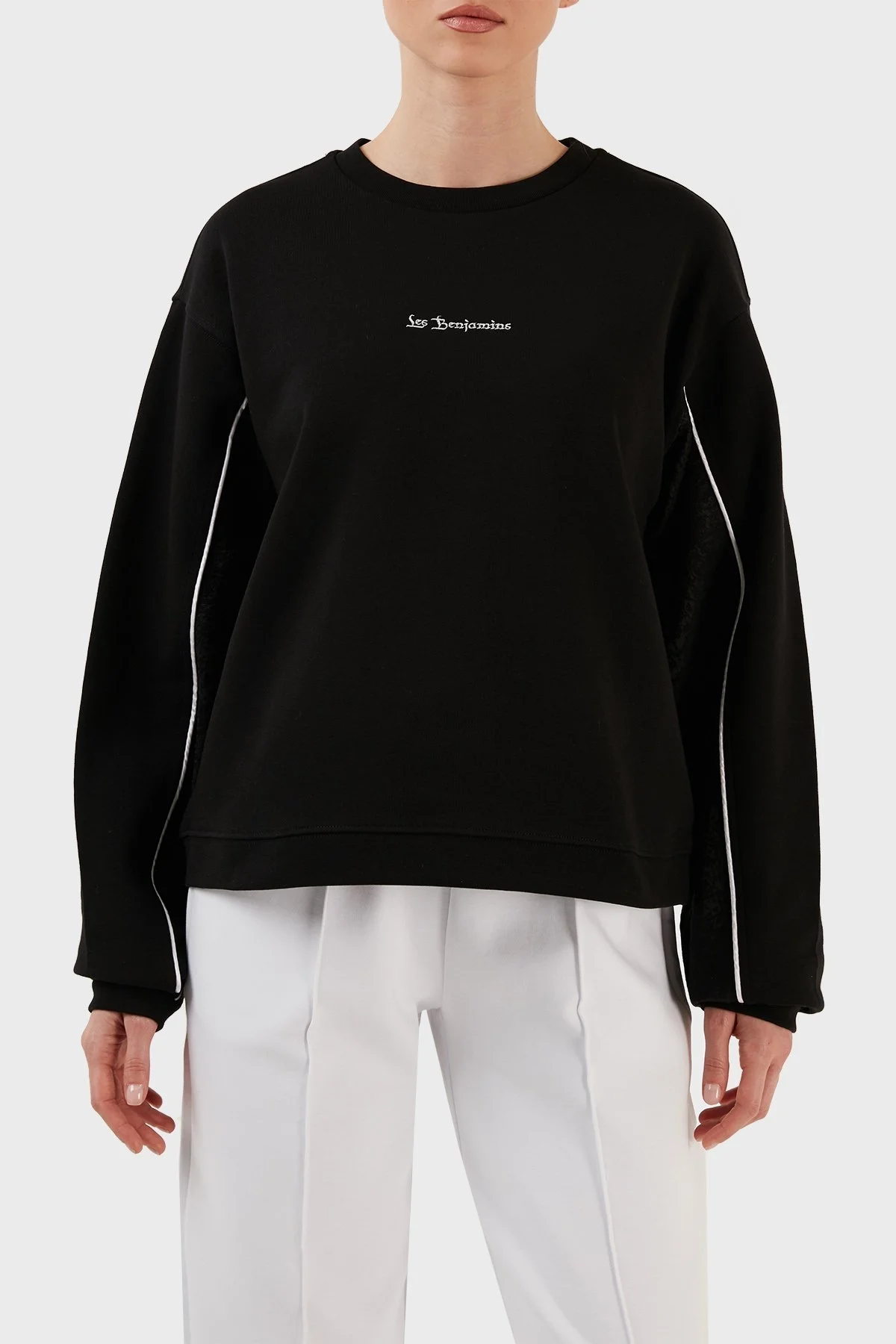 Les Benjamins Pamuklu Relaxed Fit Bisiklet Yaka Bayan Sweat LB23SSHOEFUSW-002 SİYAH - 1