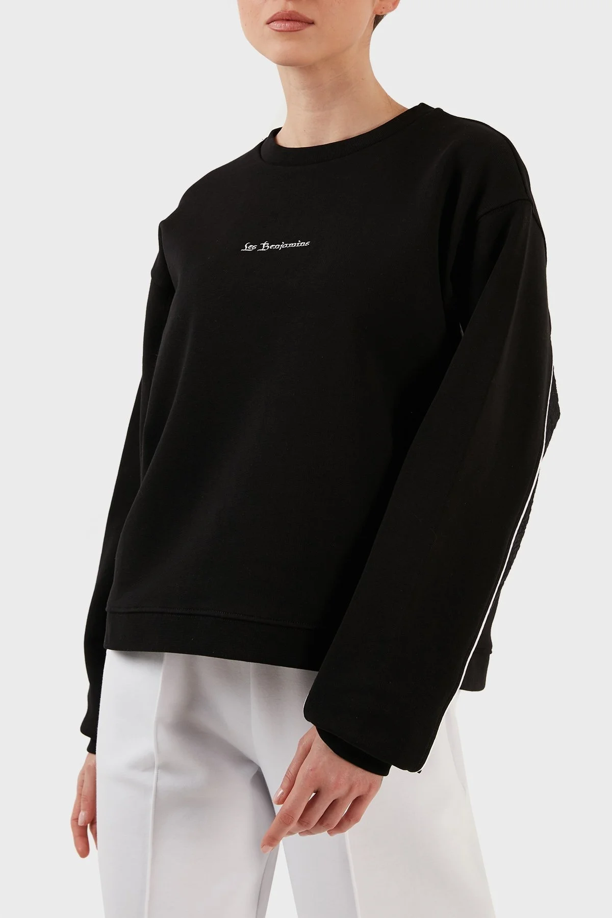 Les Benjamins Pamuklu Relaxed Fit Bisiklet Yaka Bayan Sweat LB23SSHOEFUSW-002 SİYAH - 3