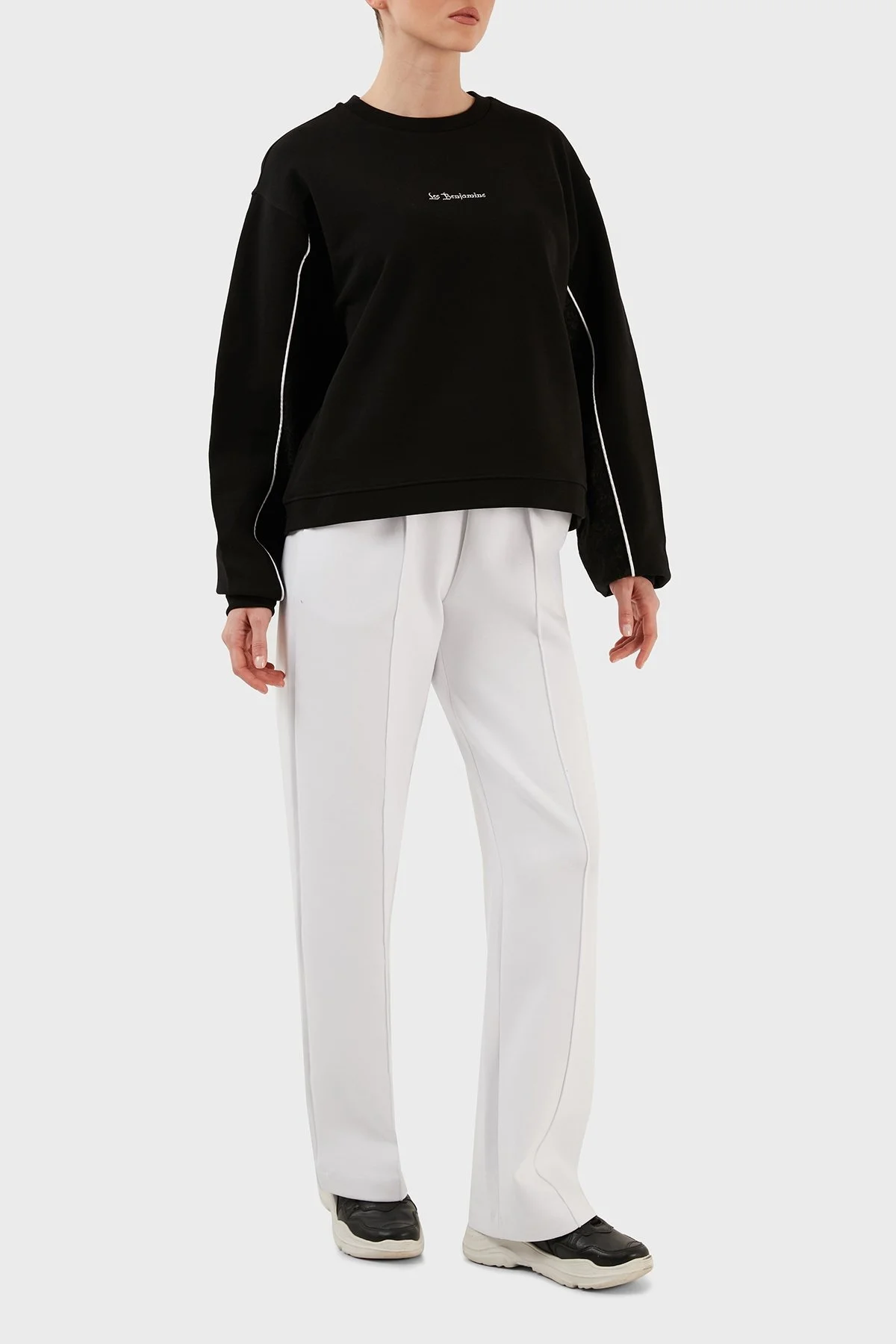 Les Benjamins Pamuklu Relaxed Fit Bisiklet Yaka Bayan Sweat LB23SSHOEFUSW-002 SİYAH - 5