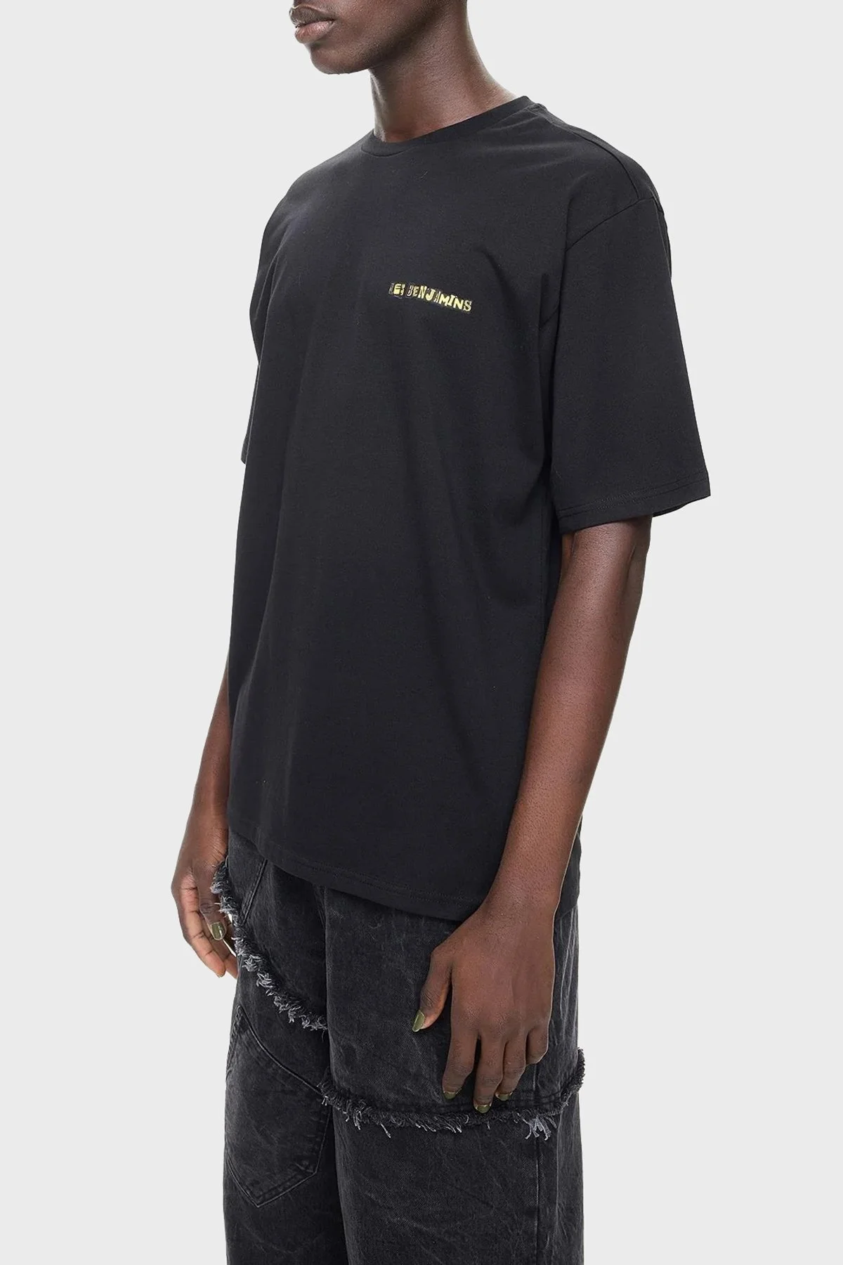 Les Benjamins Pamuklu Relaxed Fit Bisiklet Yaka Erkek T Shirt LB24FWEAPMUTS-014 SİYAH - 2