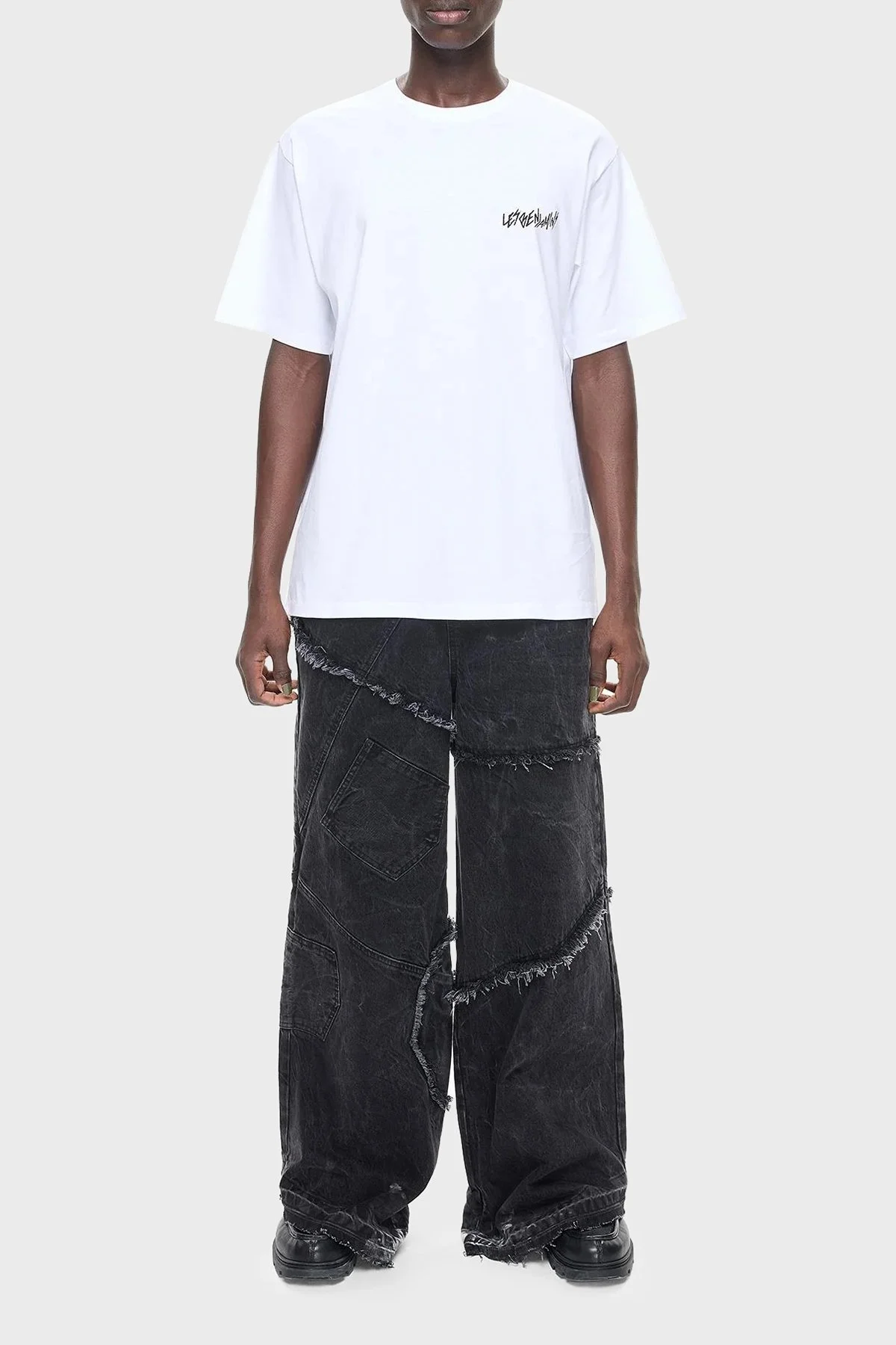 Les Benjamins Pamuklu Relaxed Fit Bisiklet Yaka Erkek T Shirt LB24FWEAPMUTS-042 BEYAZ - 1