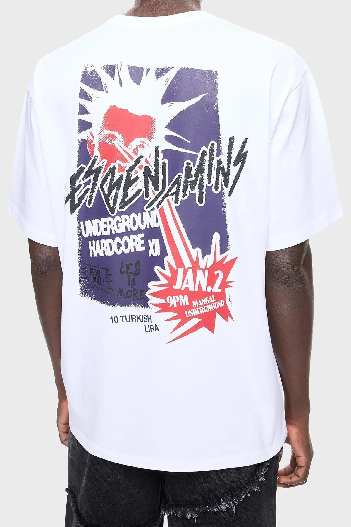 Les Benjamins Pamuklu Relaxed Fit Bisiklet Yaka Erkek T Shirt LB24FWEAPMUTS-042 BEYAZ - 3