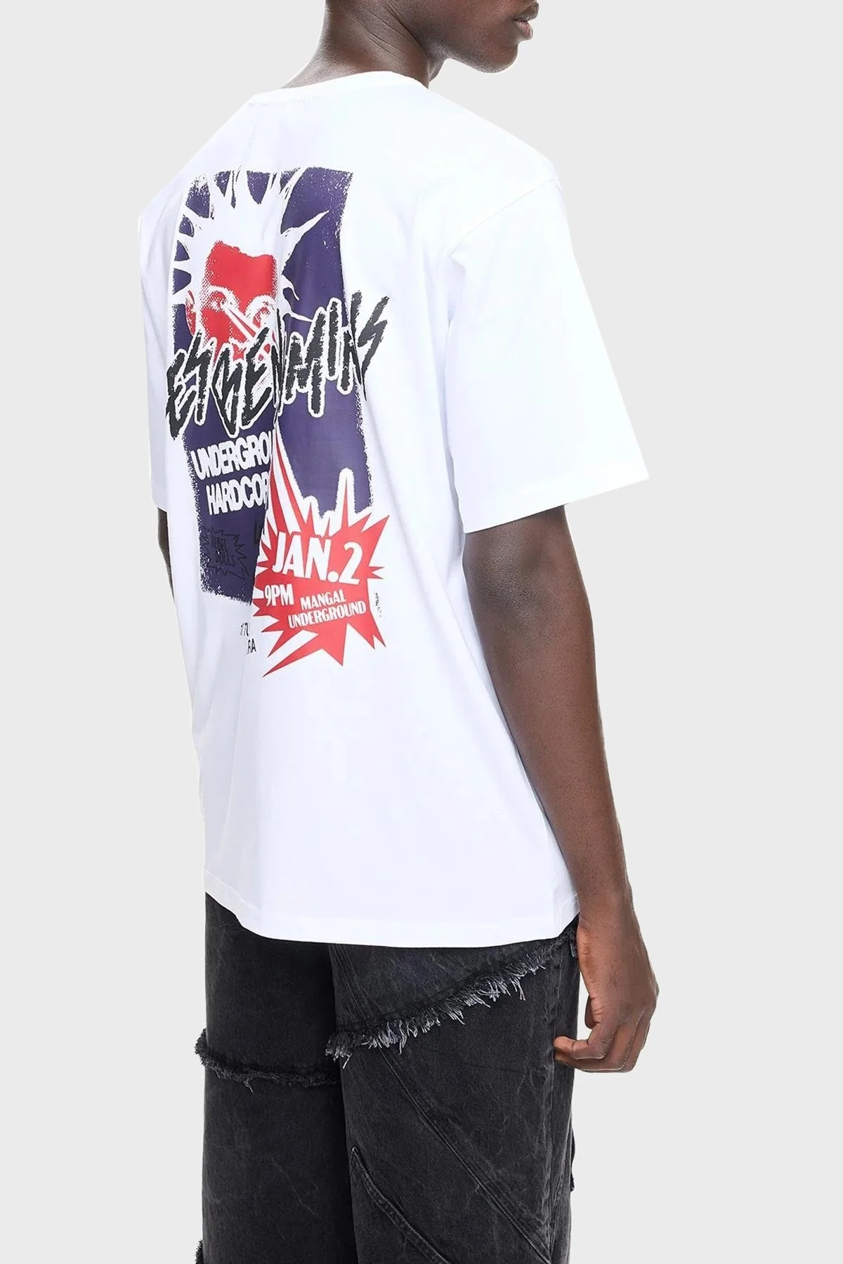 Les Benjamins Pamuklu Relaxed Fit Bisiklet Yaka Erkek T Shirt LB24FWEAPMUTS-042 BEYAZ - 4