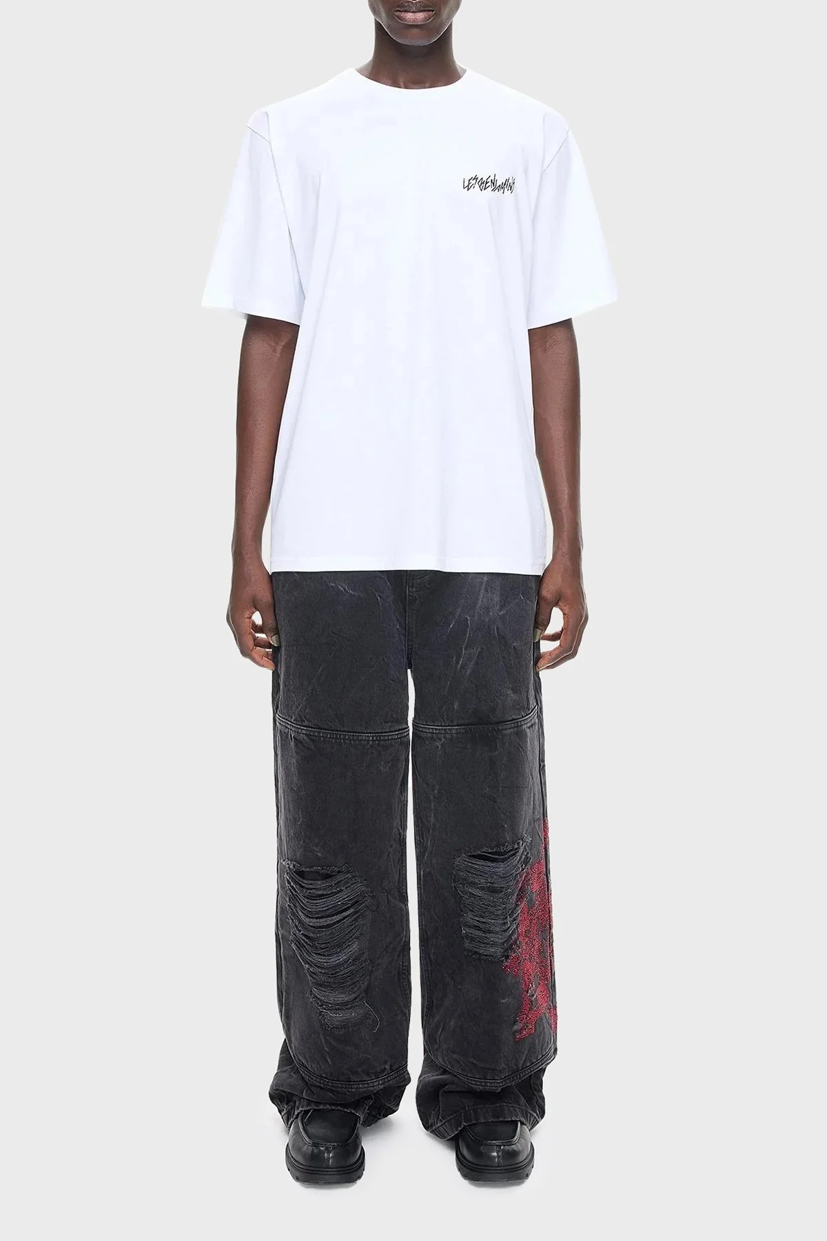 Les Benjamins Pamuklu Relaxed Fit Bisiklet Yaka Erkek T Shirt LB24FWEAPMUTS-044 BEYAZ - 1