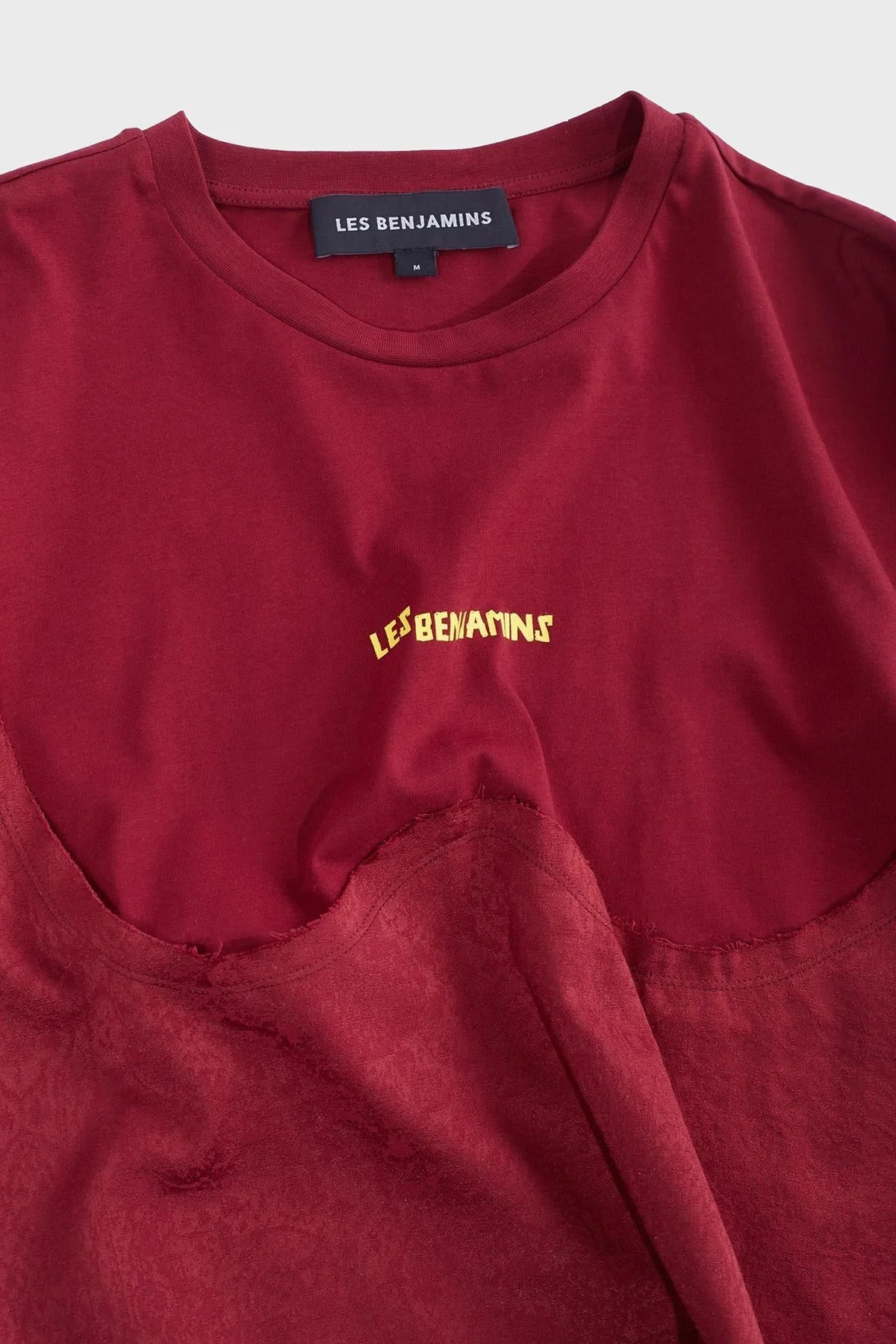 Les Benjamins Pamuklu Relaxed Fit Bisiklet Yaka Erkek T Shirt LB24FWEAPMUTS-049 BORDO - 6