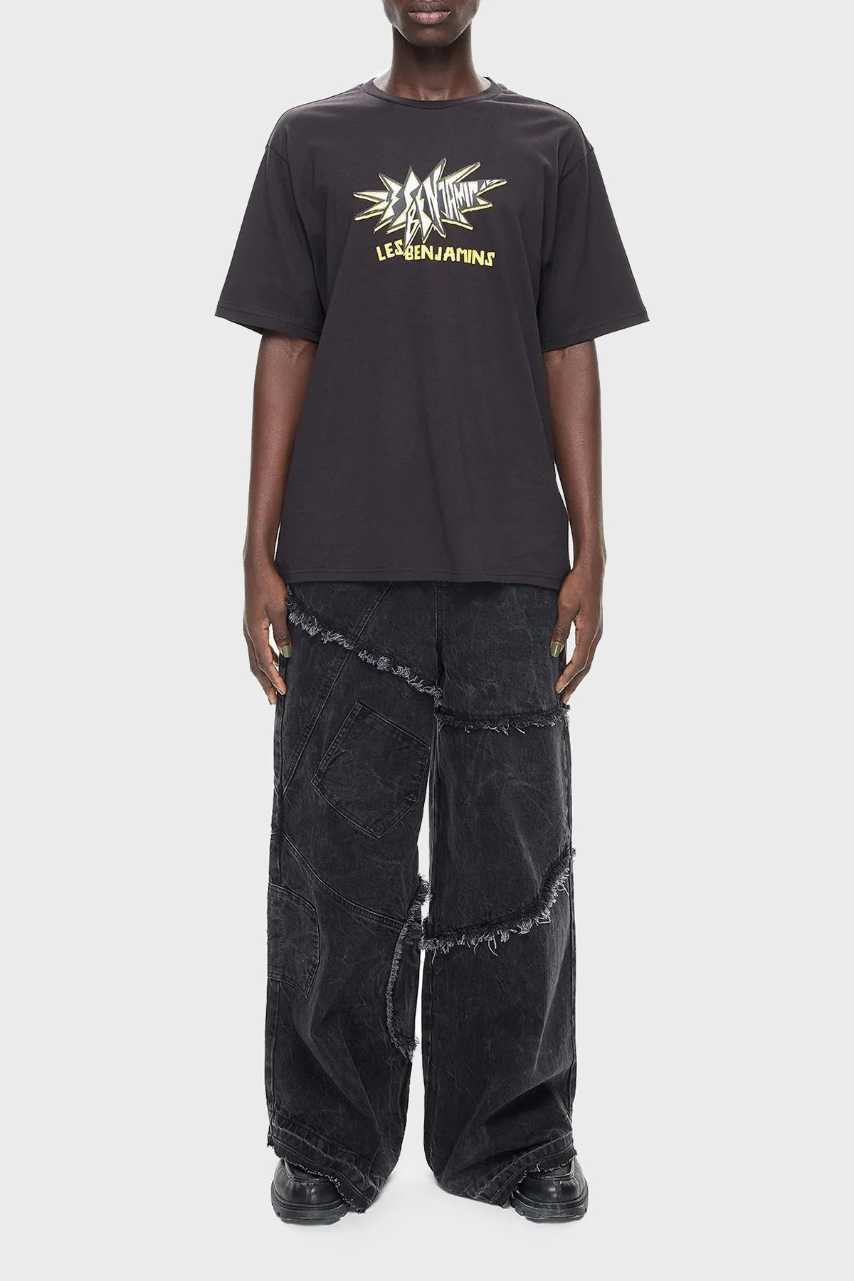 Les Benjamins Pamuklu Relaxed Fit Bisiklet Yaka Erkek T Shirt LB24FWEAPMUTS-059 SİYAH - 2