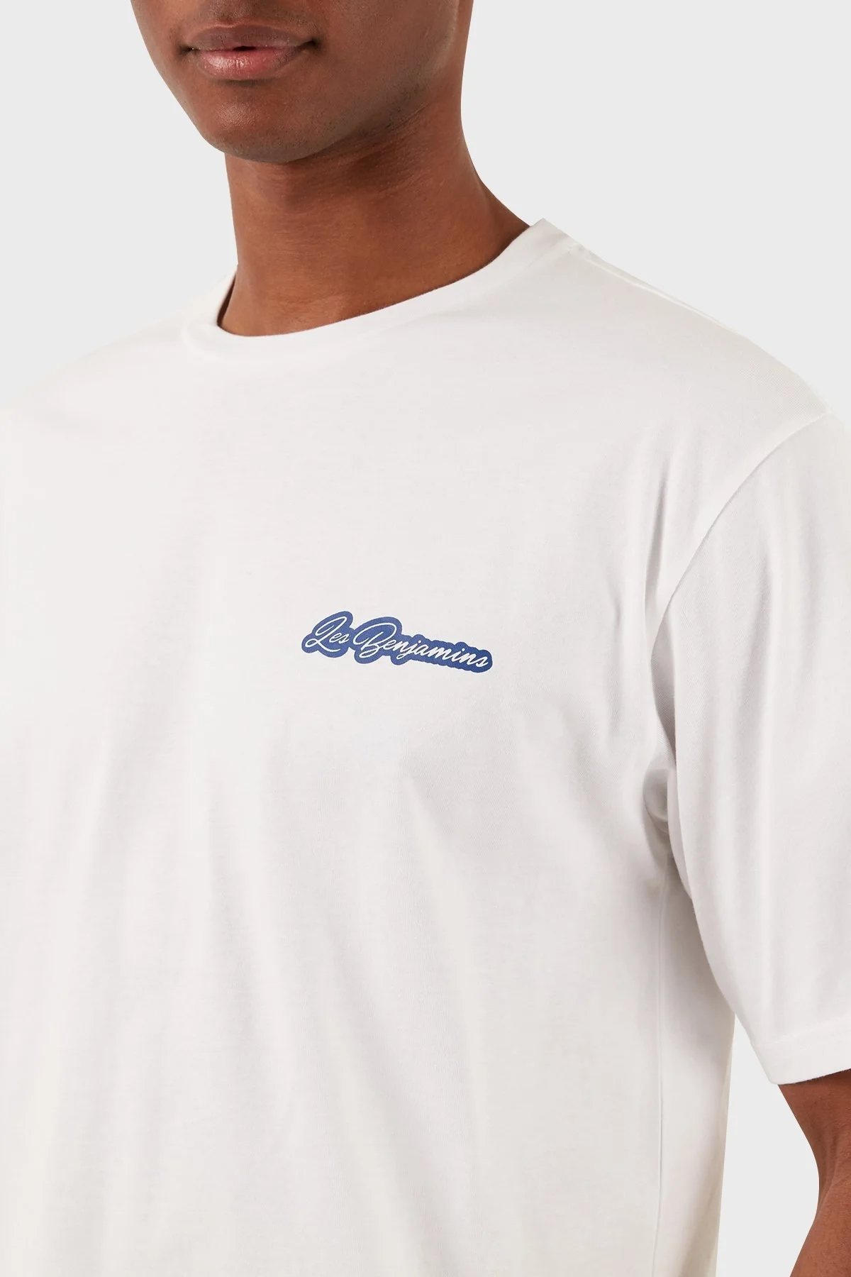 Les Benjamins Pamuklu Relaxed Fit Bisiklet Yaka Erkek T Shirt LB24SSKISMUTS-003 BEYAZ - 14