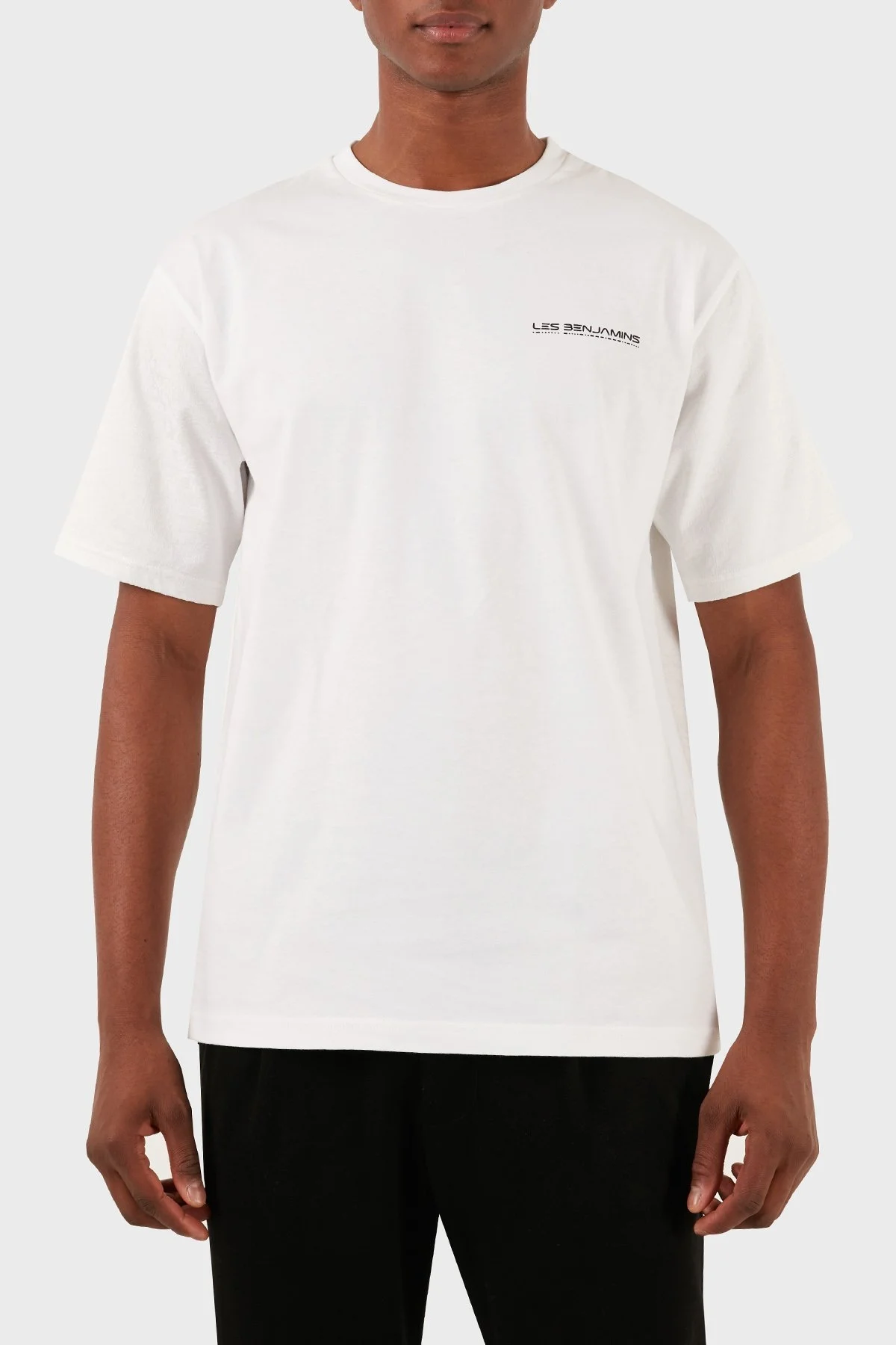 Les Benjamins Pamuklu Relaxed Fit Bisiklet Yaka Erkek T Shirt LB24SSKISMUTS-013 BEYAZ - 1