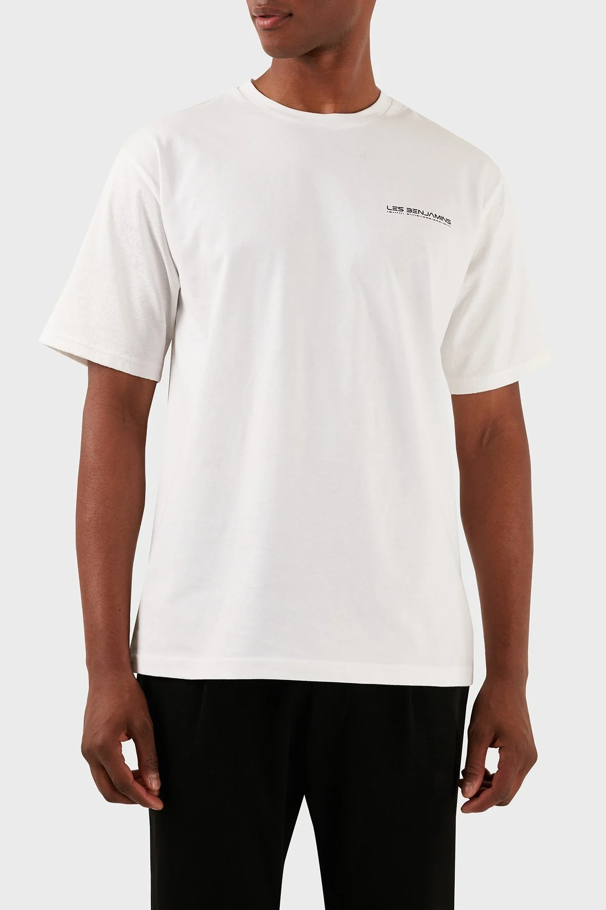 Les Benjamins Pamuklu Relaxed Fit Bisiklet Yaka Erkek T Shirt LB24SSKISMUTS-013 BEYAZ - 6