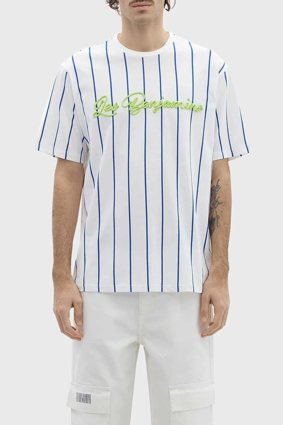 Les Benjamins Pamuklu Relaxed Fit Bisiklet Yaka Erkek T Shirt LB24SSKISMUTS-015 BEYAZ - 1