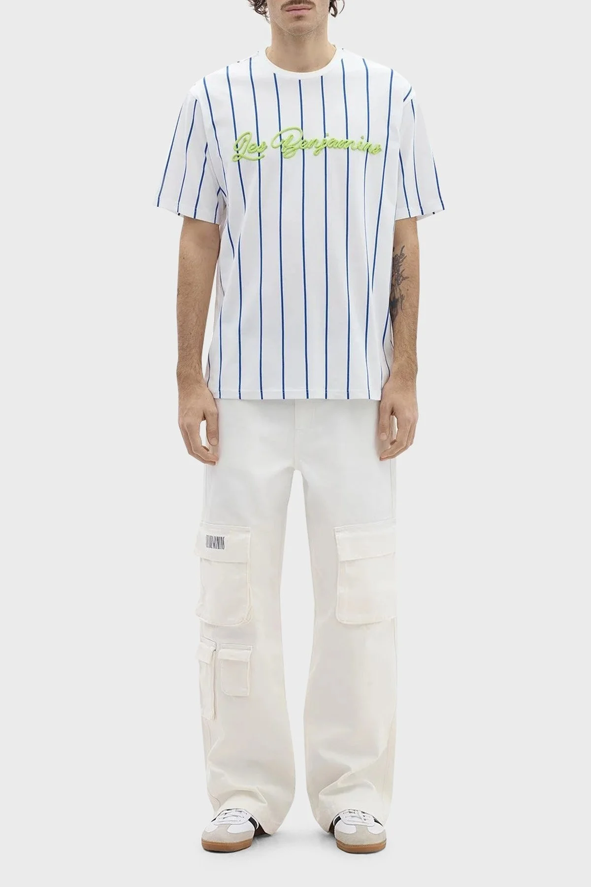 Les Benjamins Pamuklu Relaxed Fit Bisiklet Yaka Erkek T Shirt LB24SSKISMUTS-015 BEYAZ - 4