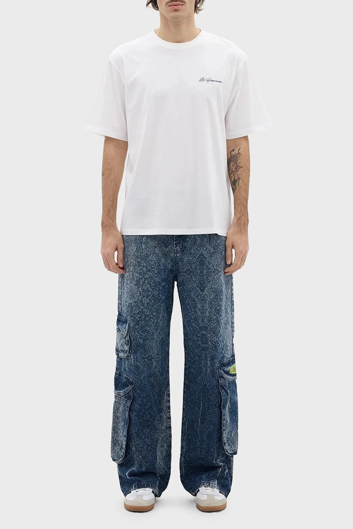 Les Benjamins Pamuklu Relaxed Fit Bisiklet Yaka Erkek T Shirt LB24SSKISMUTS-017 BEYAZ - 4