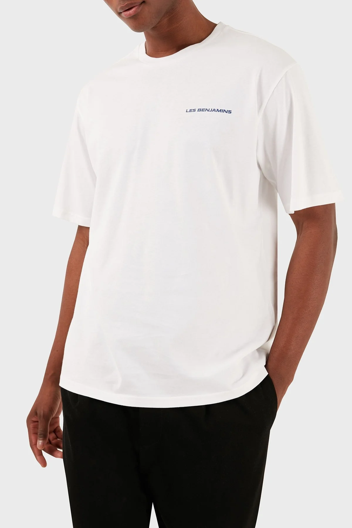 Les Benjamins Pamuklu Relaxed Fit Bisiklet Yaka Erkek T Shirt LB24SSKISMUTS-041 BEYAZ - 1