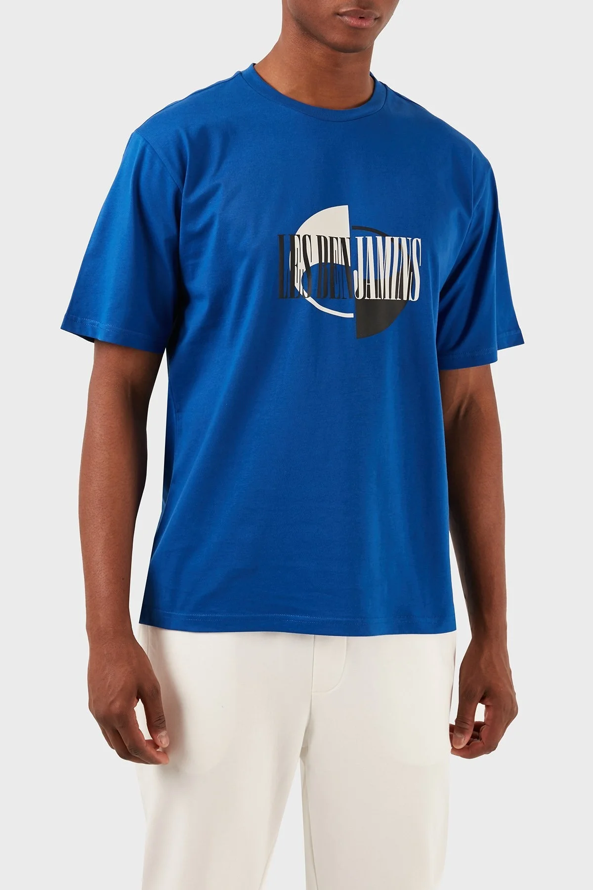 Les Benjamins Pamuklu Relaxed Fit Bisiklet Yaka Erkek T Shirt LB24SSKISMUTS-044 MAVİ - 1