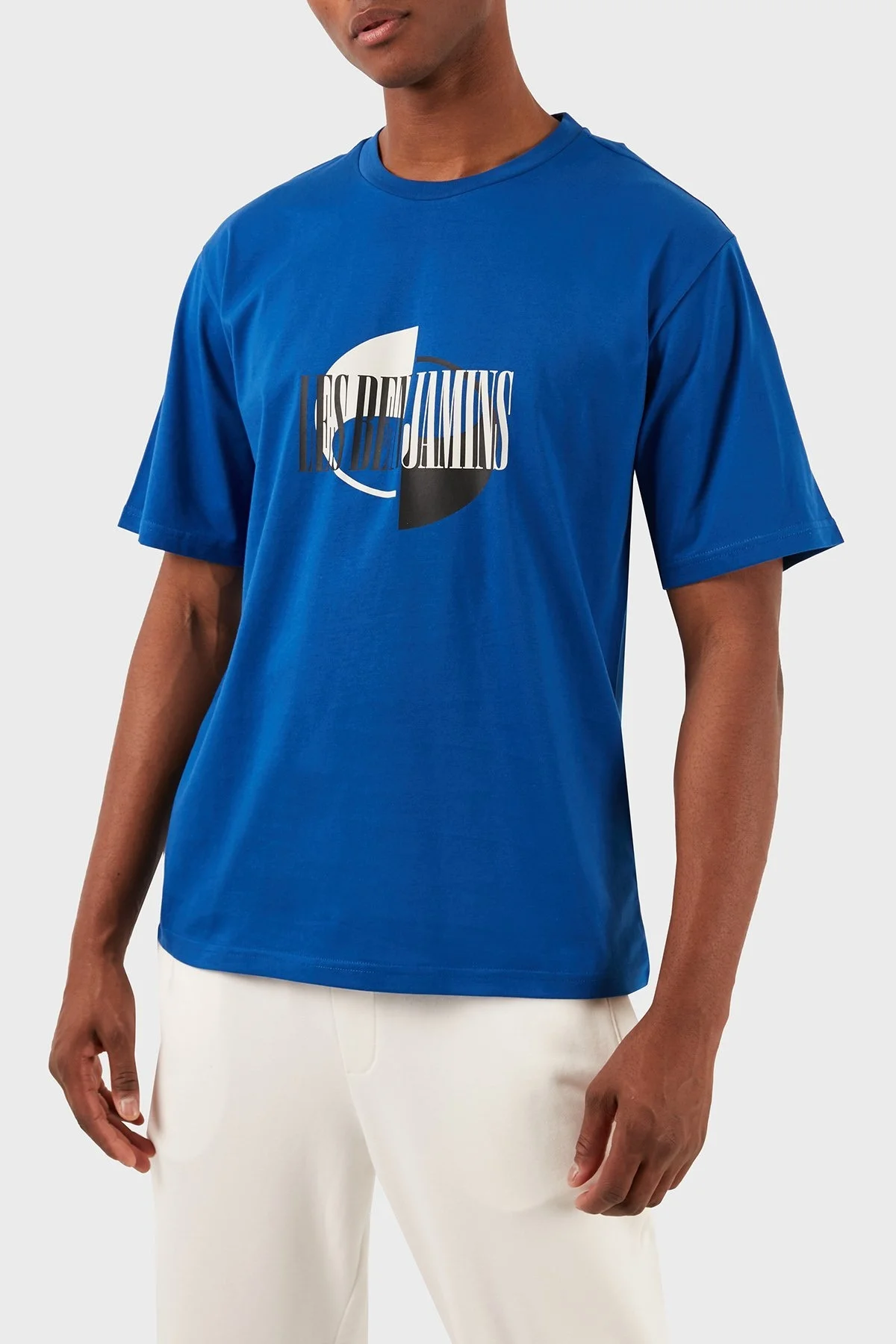 Les Benjamins Pamuklu Relaxed Fit Bisiklet Yaka Erkek T Shirt LB24SSKISMUTS-044 MAVİ - 4