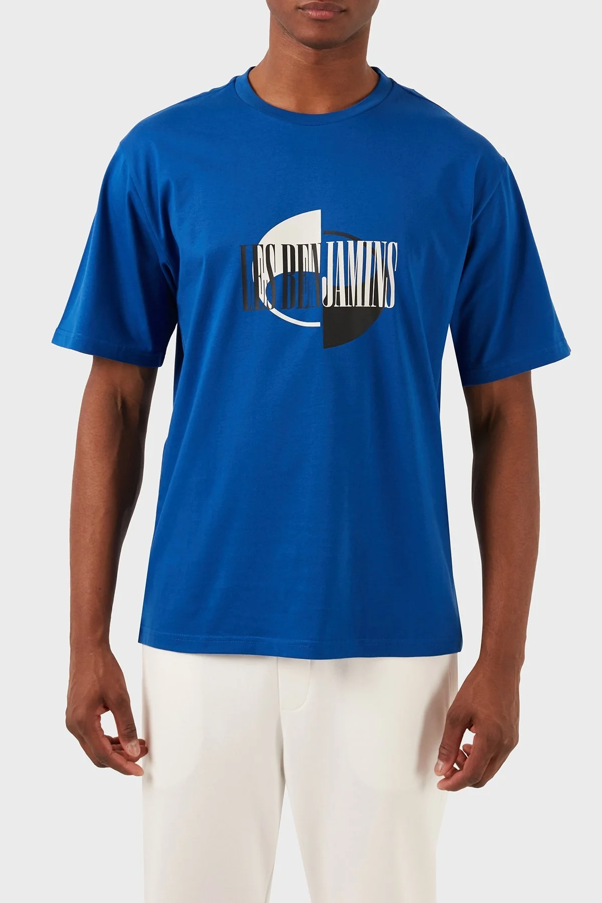 Les Benjamins Pamuklu Relaxed Fit Bisiklet Yaka Erkek T Shirt LB24SSKISMUTS-044 MAVİ - 5