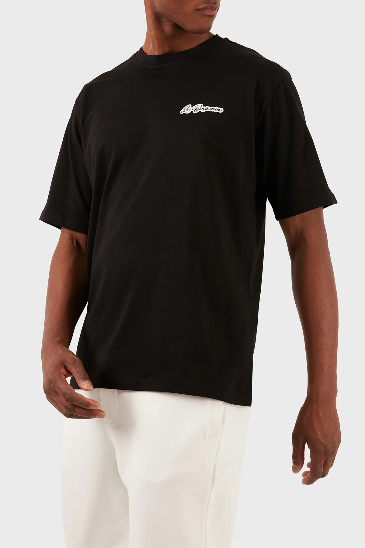 Les Benjamins Pamuklu Relaxed Fit Bisiklet Yaka Erkek T Shirt LB24SSKISMUTS-046 SİYAH - 3