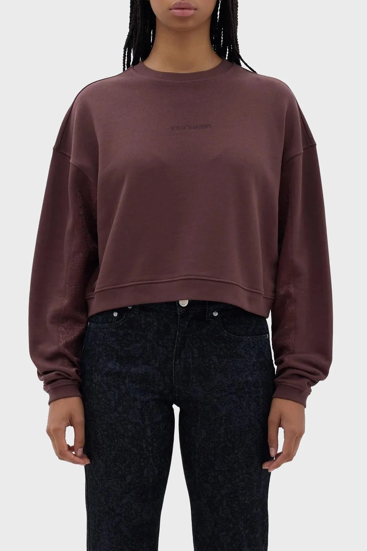 Les Benjamins Pamuklu Relaxed Fit Crop Bayan Sweat LB23FWFRWFUSW-003 KAHVE - 1