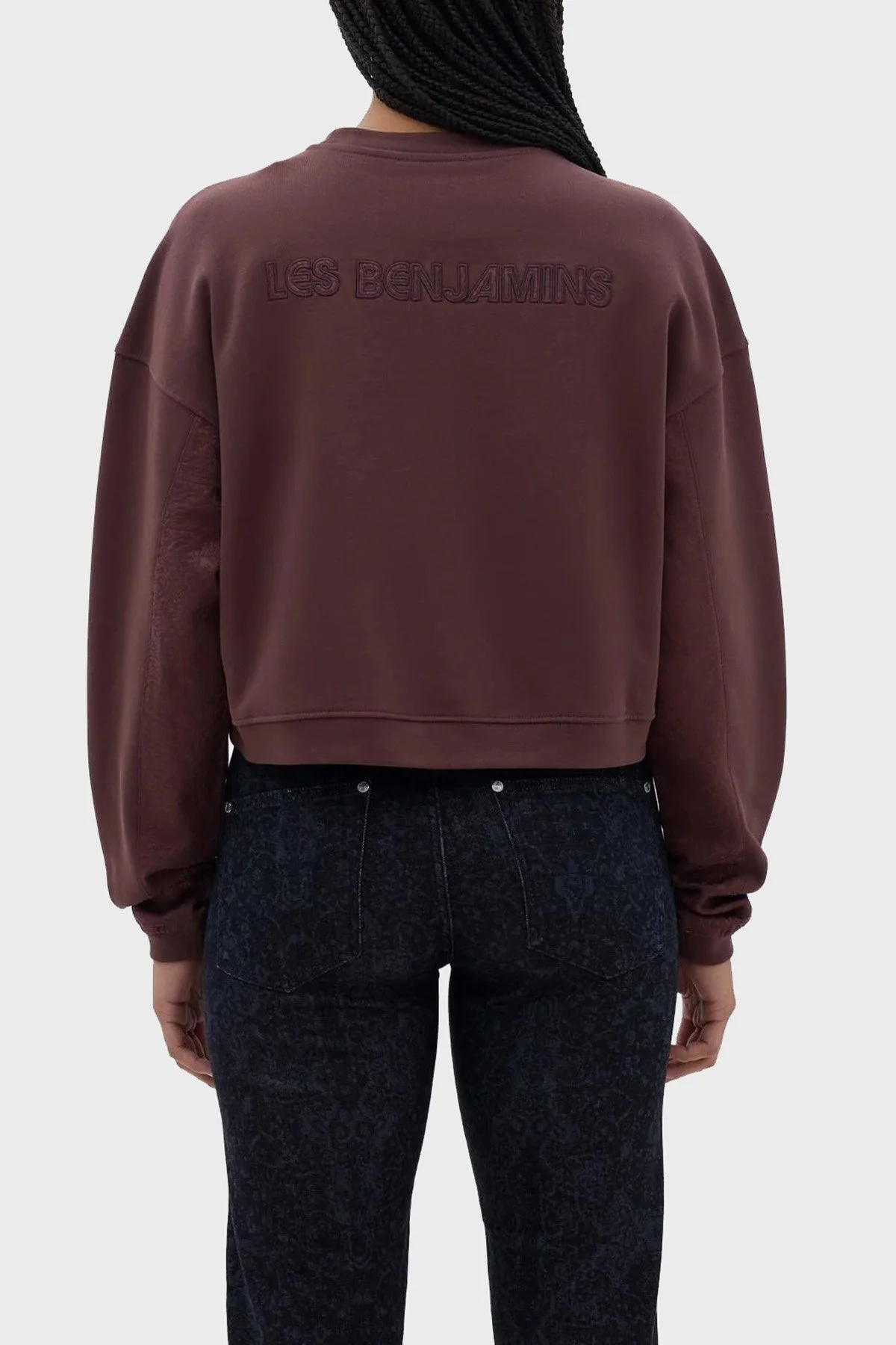 Les Benjamins Pamuklu Relaxed Fit Crop Bayan Sweat LB23FWFRWFUSW-003 KAHVE - 3