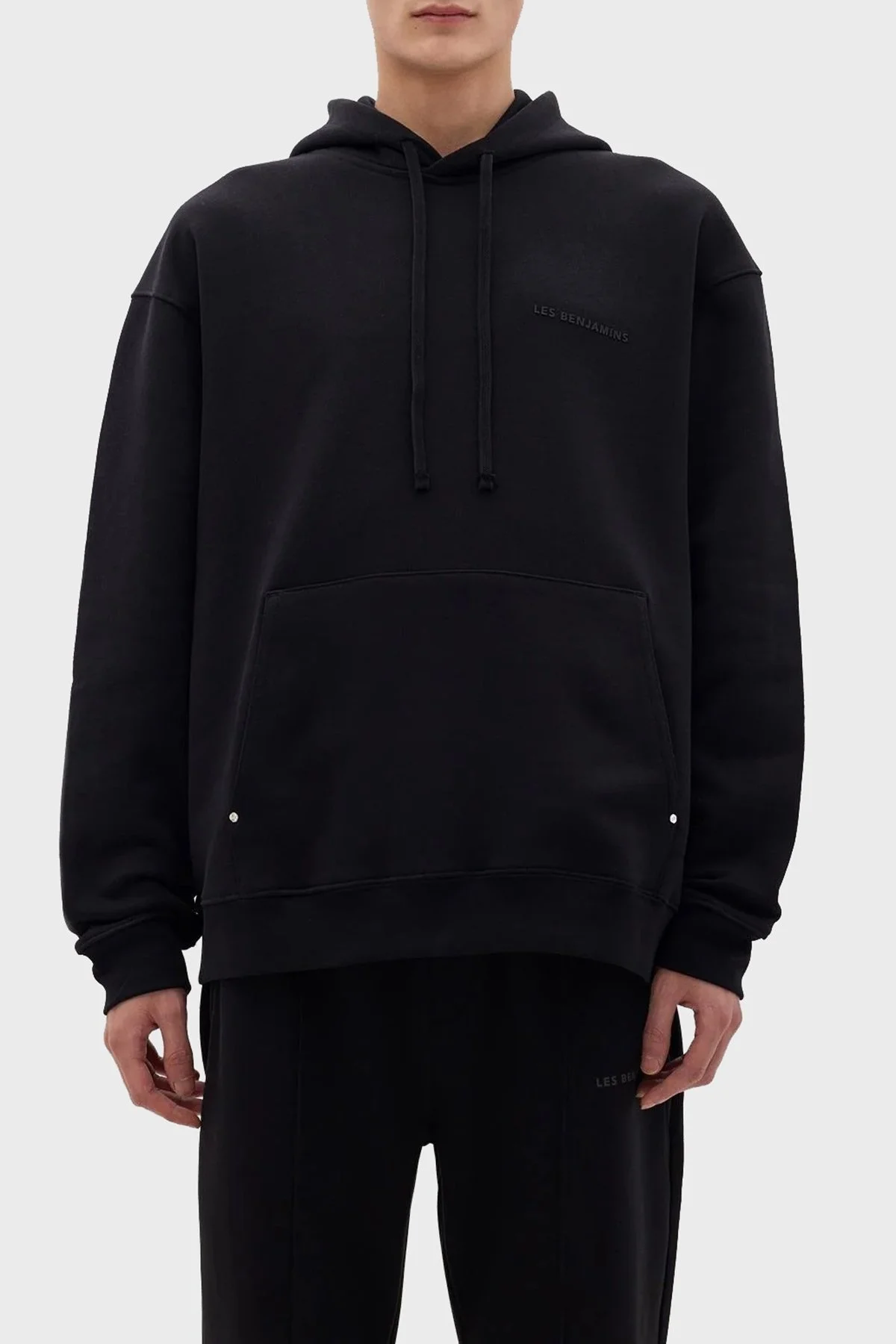 Les Benjamins Pamuklu Relaxed Fit Kanguru Cepli Erkek Sweat LB23FWCLAMUHD-401 SİYAH - 1