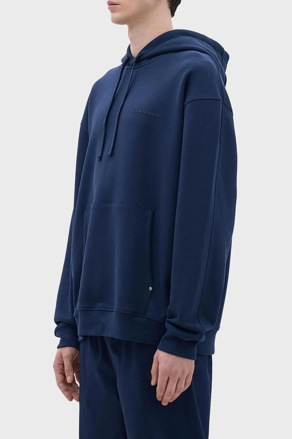 Les Benjamins Pamuklu Relaxed Fit Kapüşonlu Erkek Sweat LB23FWCLAMUHD-402 LACİVERT - 4