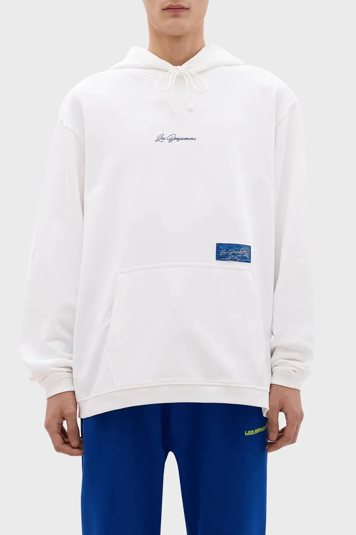 Les Benjamins Pamuklu Relaxed Fit Kapüşonlu Erkek Sweat LB24SSKISMUHD-009 BEYAZ - 1