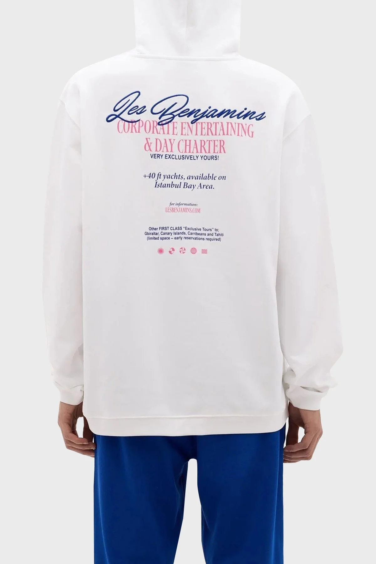 Les Benjamins Pamuklu Relaxed Fit Kapüşonlu Erkek Sweat LB24SSKISMUHD-009 BEYAZ - 2