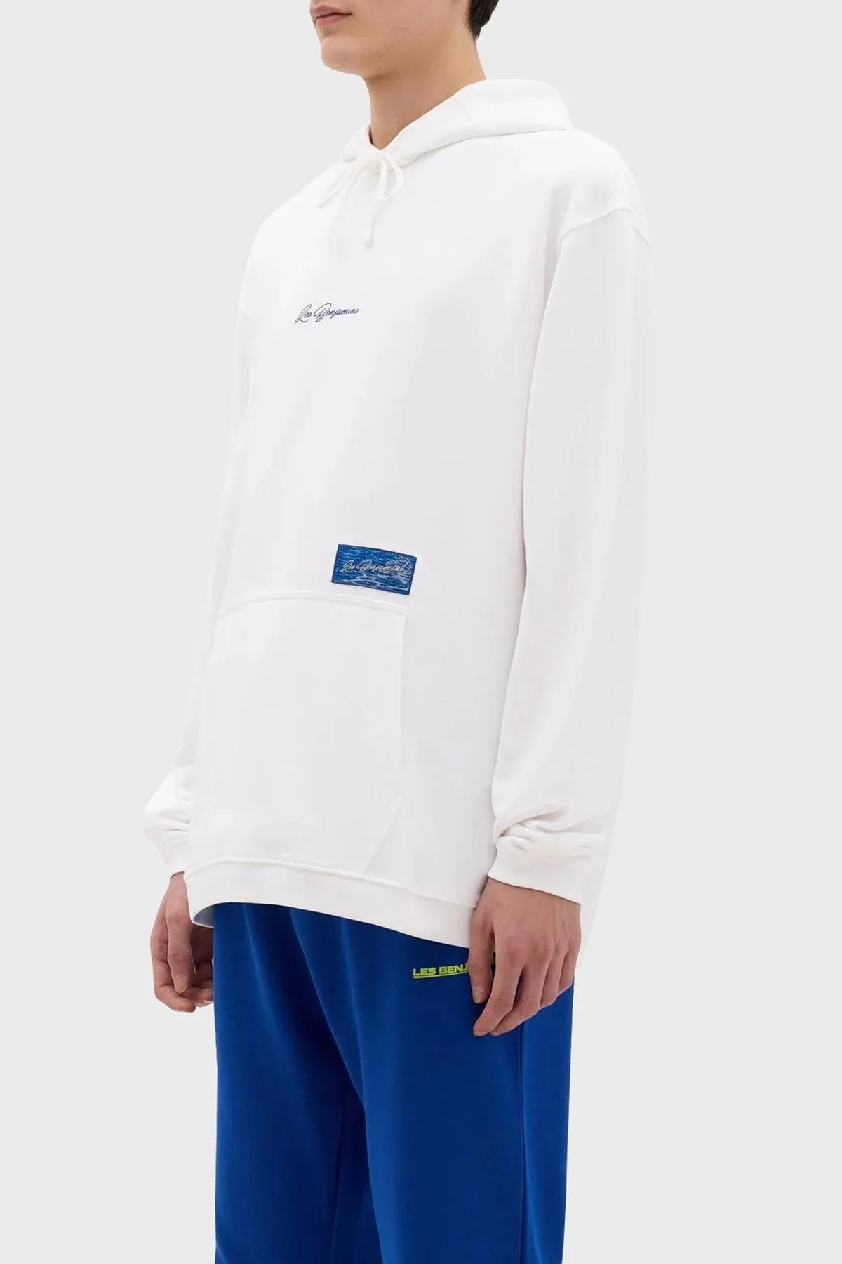 Les Benjamins Pamuklu Relaxed Fit Kapüşonlu Erkek Sweat LB24SSKISMUHD-009 BEYAZ - 3