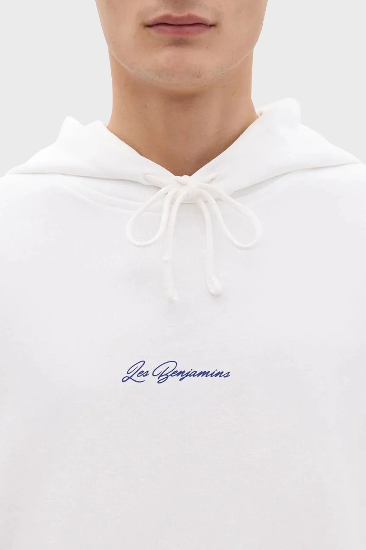 Les Benjamins Pamuklu Relaxed Fit Kapüşonlu Erkek Sweat LB24SSKISMUHD-009 BEYAZ - 5