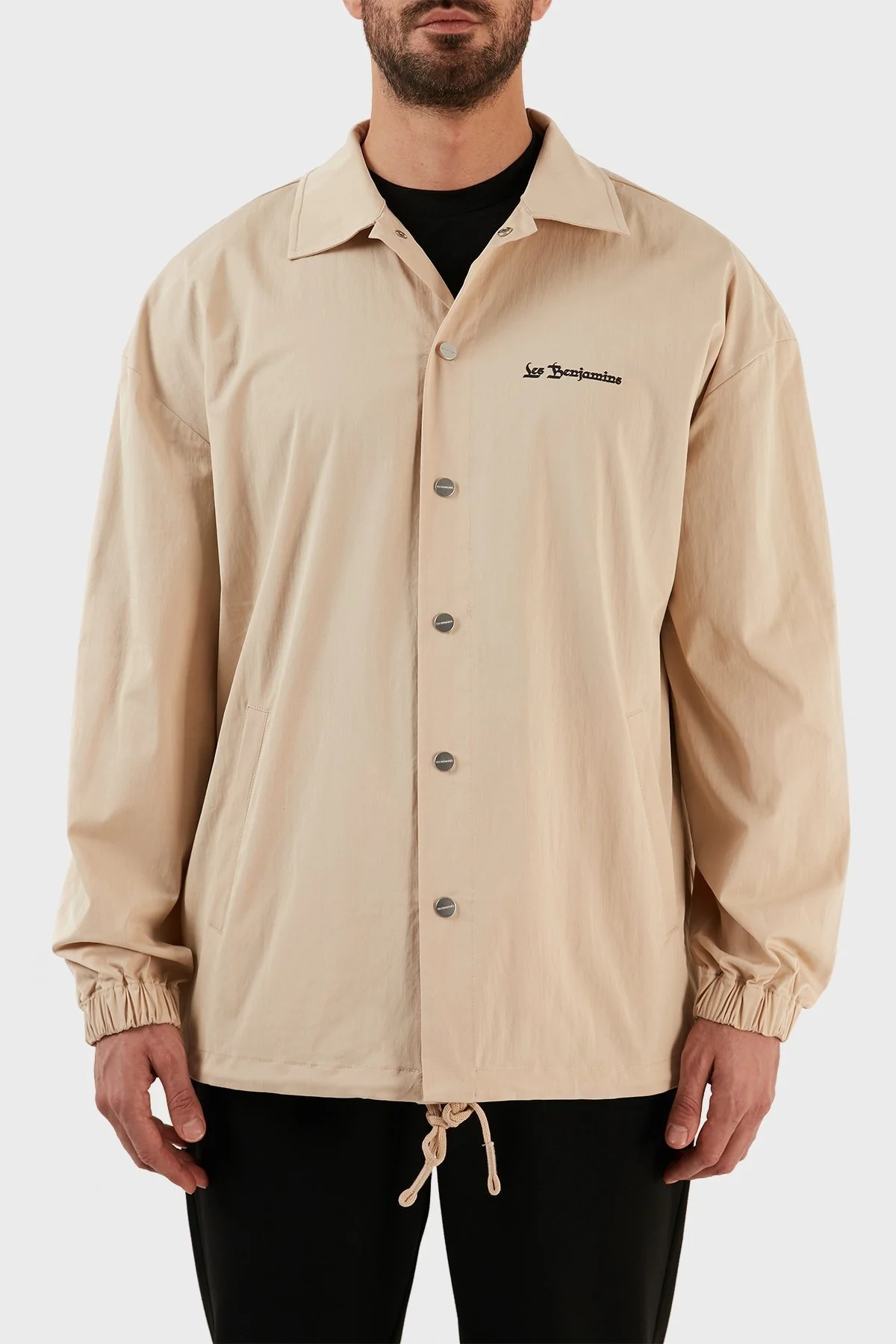 Les Benjamins Pamuklu Sırt Baskılı Relaxed Fit Mevsimlik Erkek Ceket LB23SSHOEMUJC-002 BEJ - 1