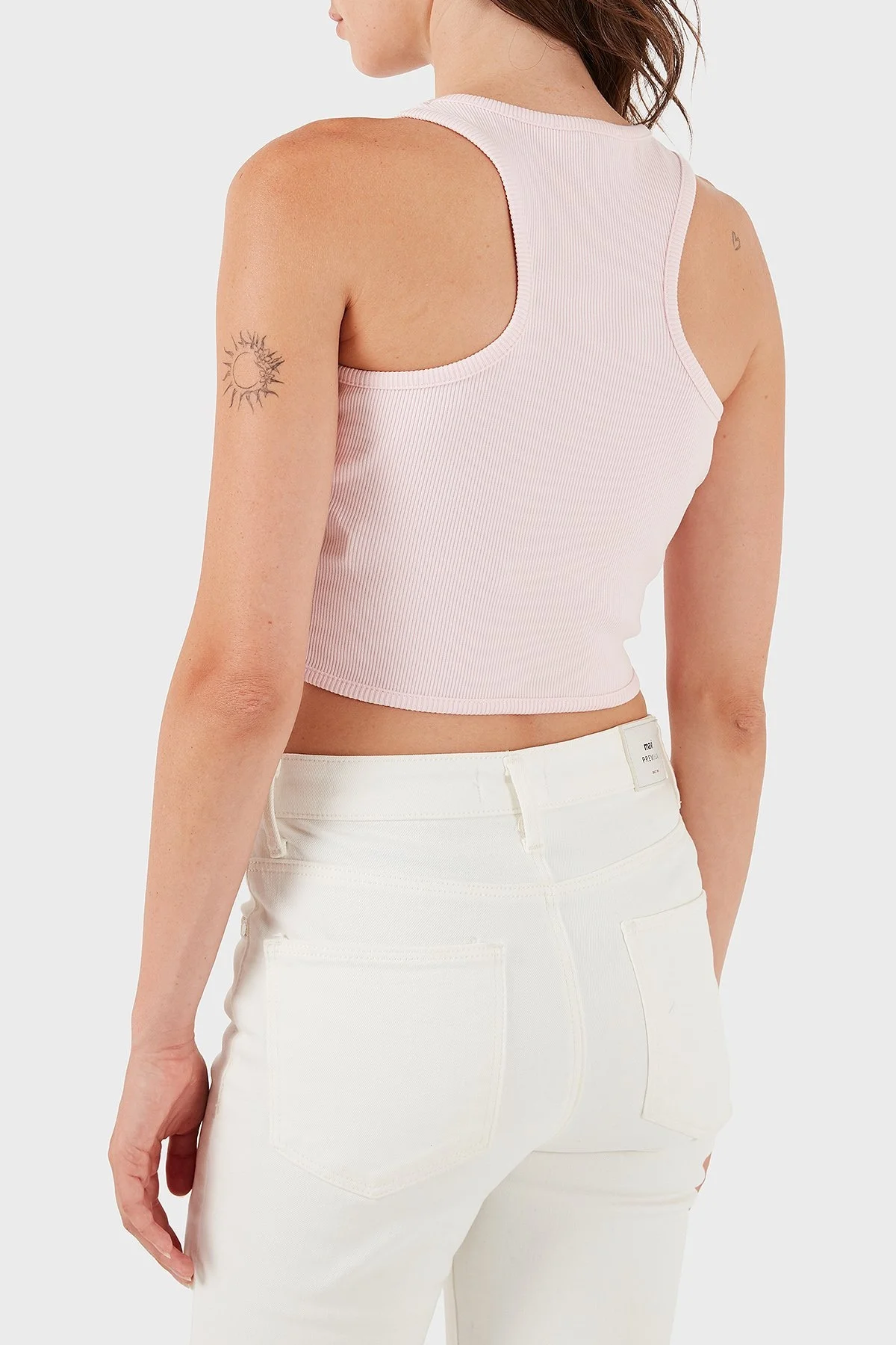 Les Benjamins Pamuklu Slim Fit Kare Yaka Logolu Bayan Top LBNOOSESSFUTN-312 PEMBE - 5